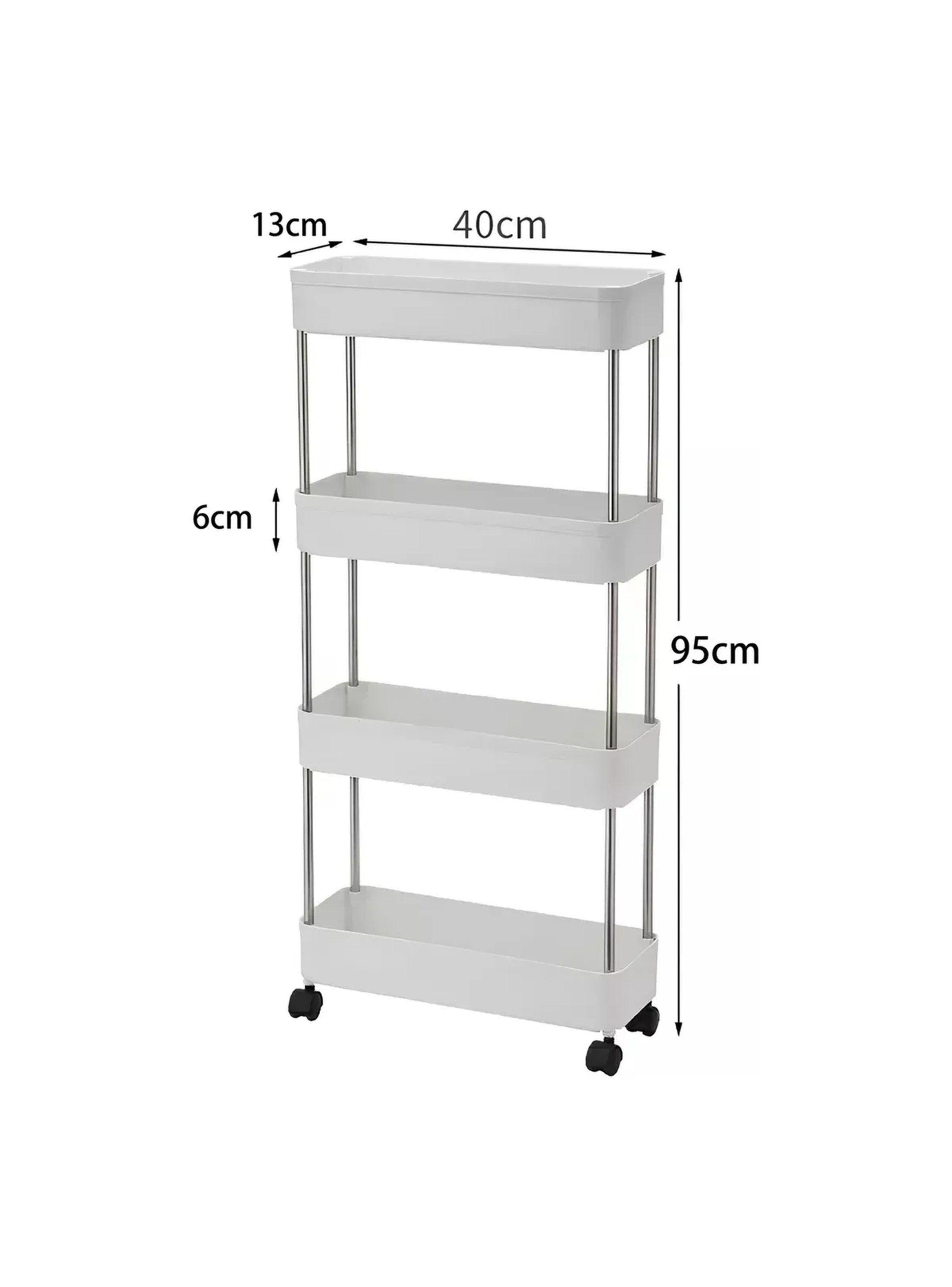 Carro Organizador de Plástico con Ruedas 4 Niveles 40x95 cm Blanco-2