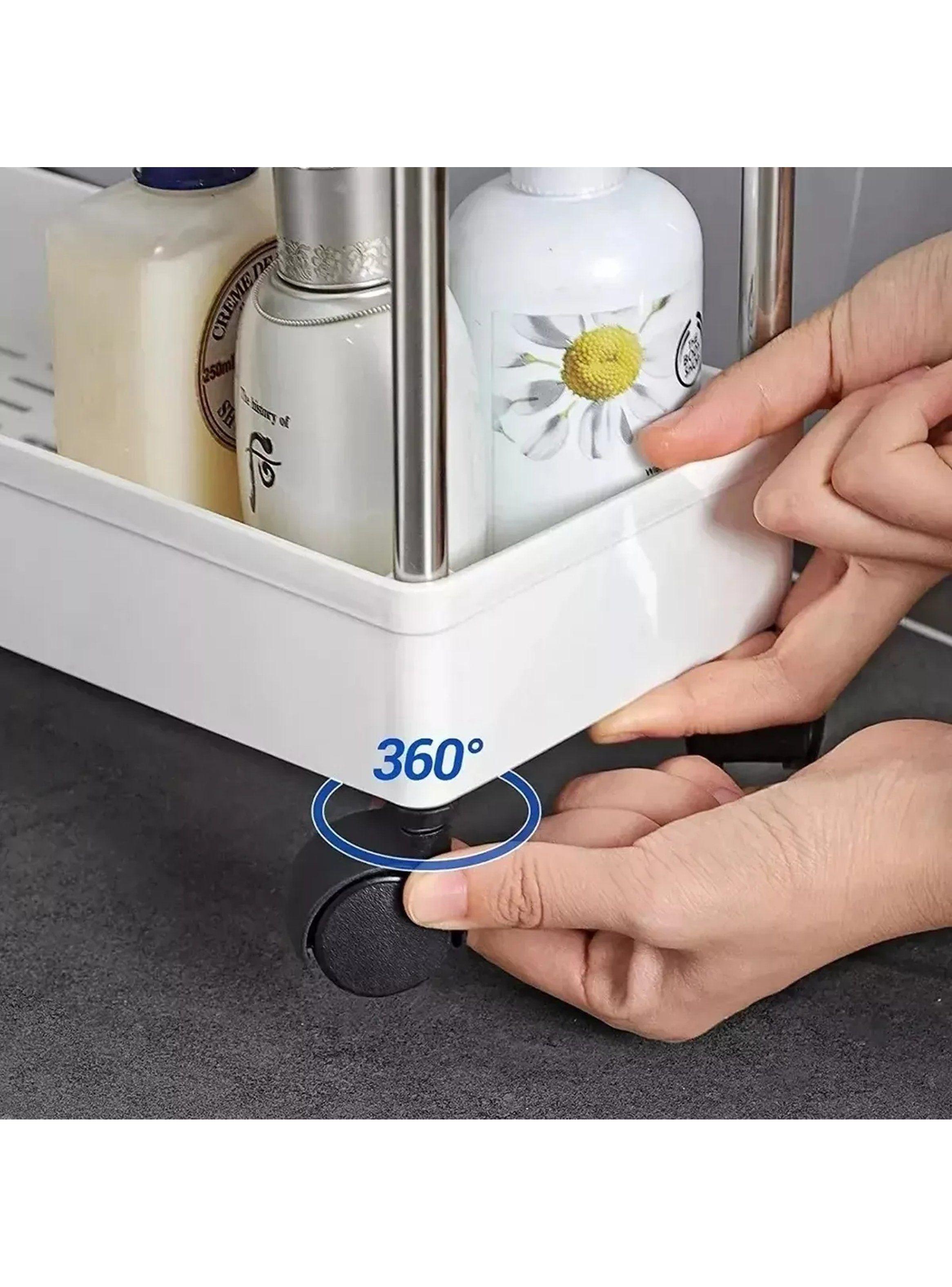 Carro Organizador de Plástico con Ruedas 4 Niveles 40x95 cm Blanco-5