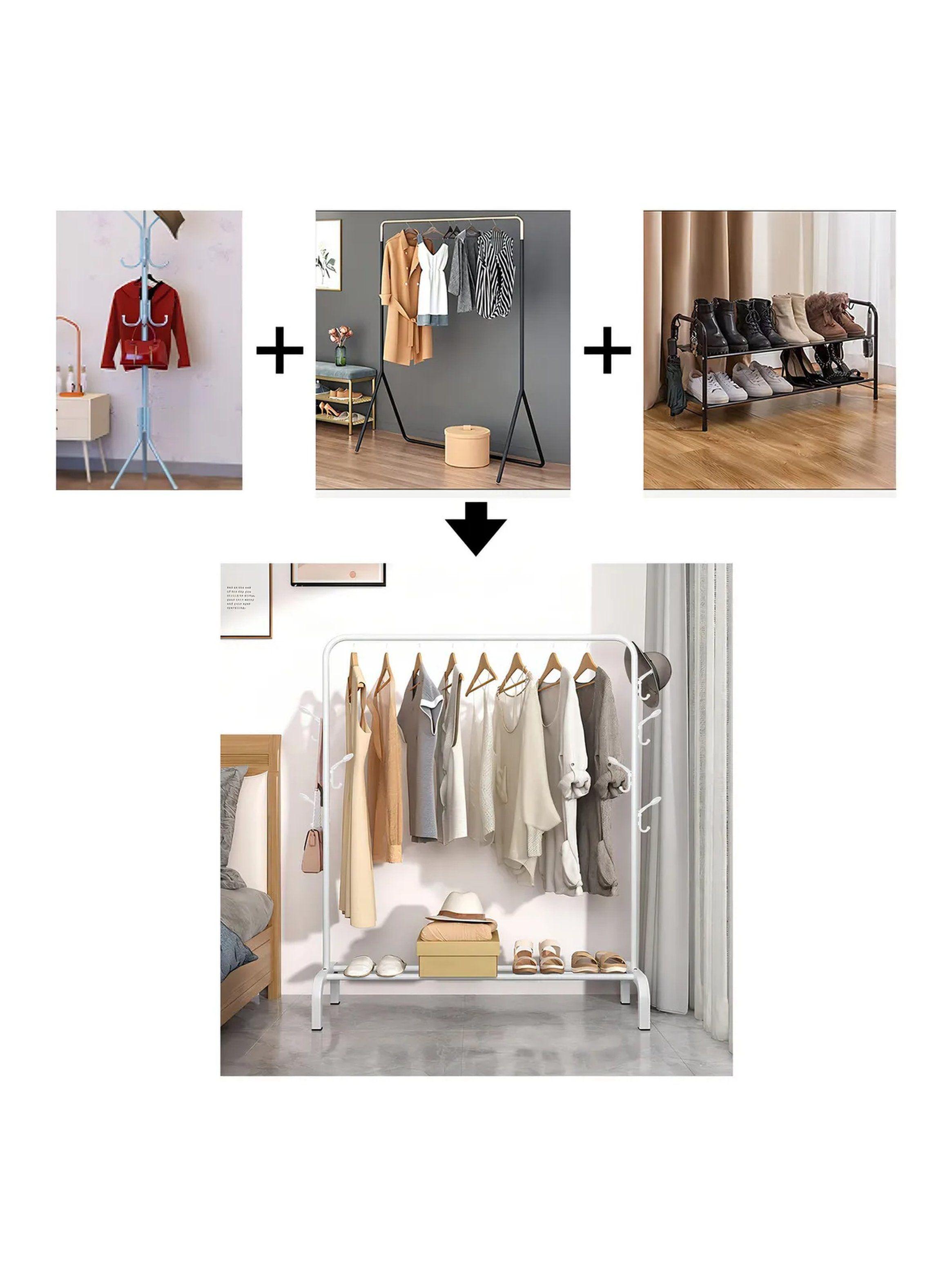 Estante Metálico para Ropa Multifuncional 25mm con Ganchos Laterales-3