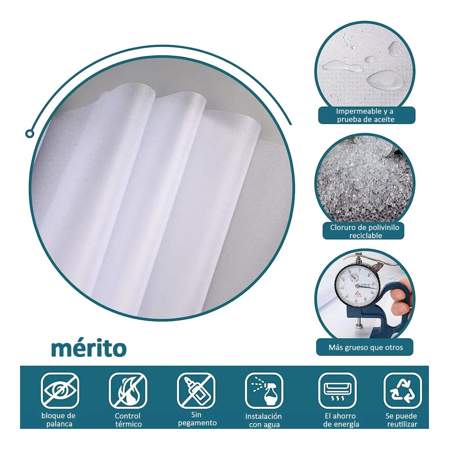 Película De Privacidad Ventana Ajuste Estático Esmerilada Reutilizable Blanca-2