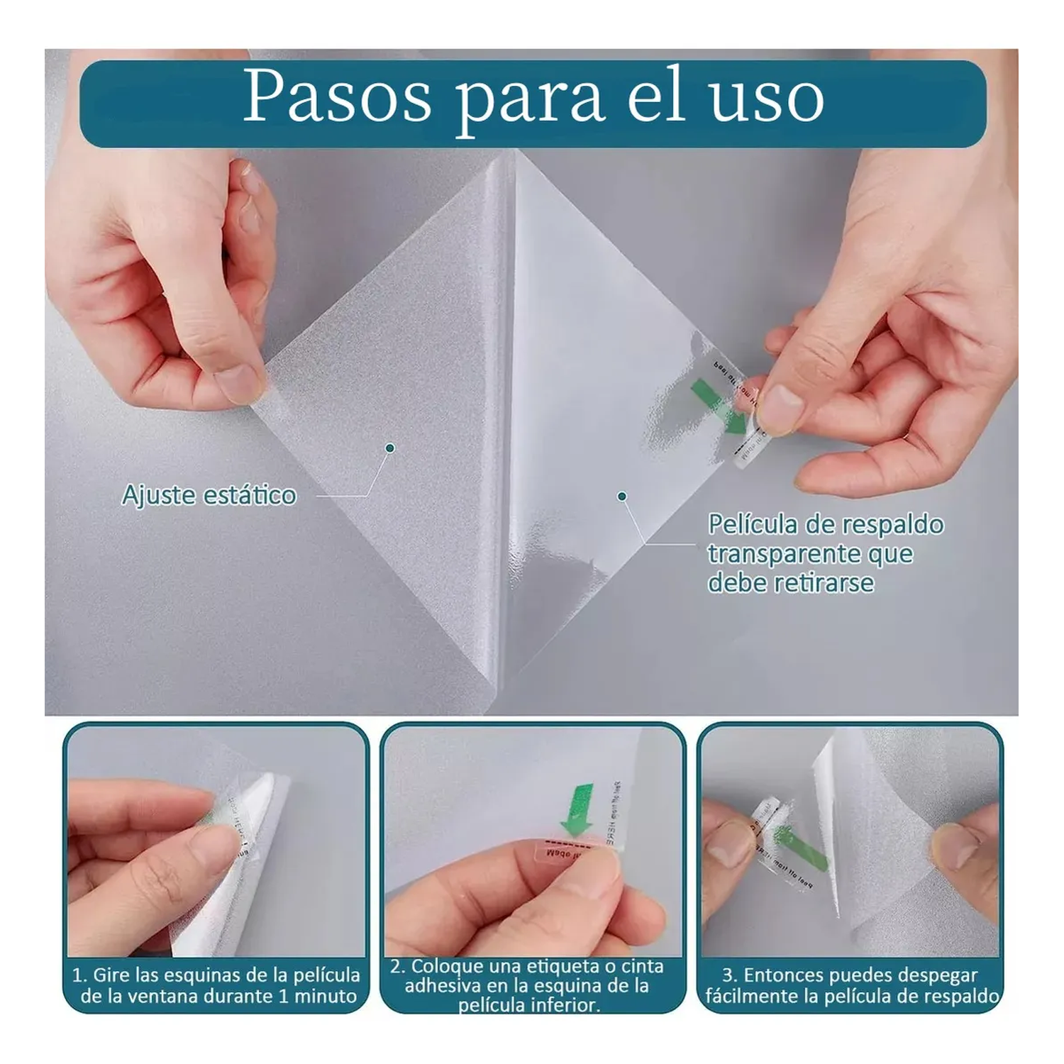 Película De Privacidad Ventana Ajuste Estático Esmerilada Reutilizable Blanca-3