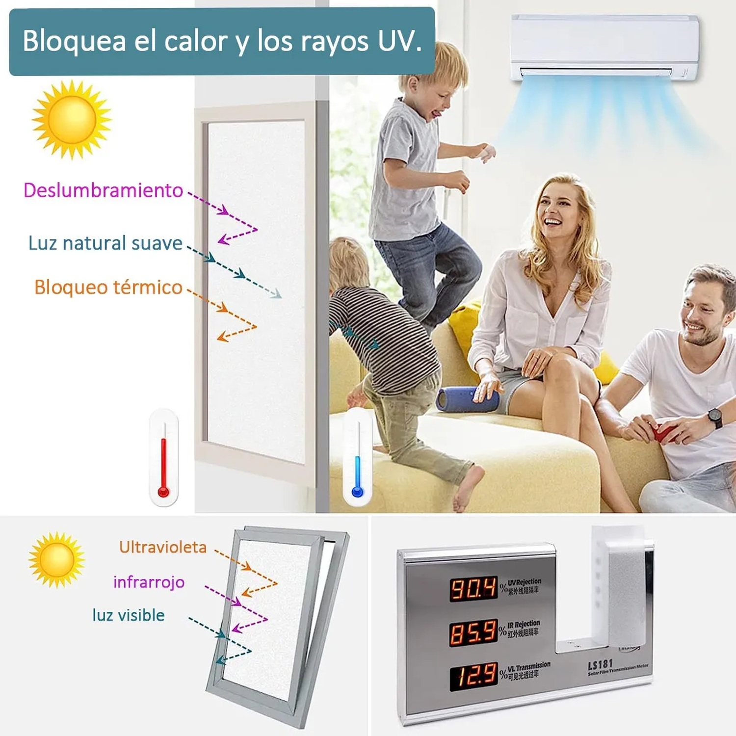 Película De Privacidad Ventana Ajuste Estático Esmerilada Reutilizable Blanca-5