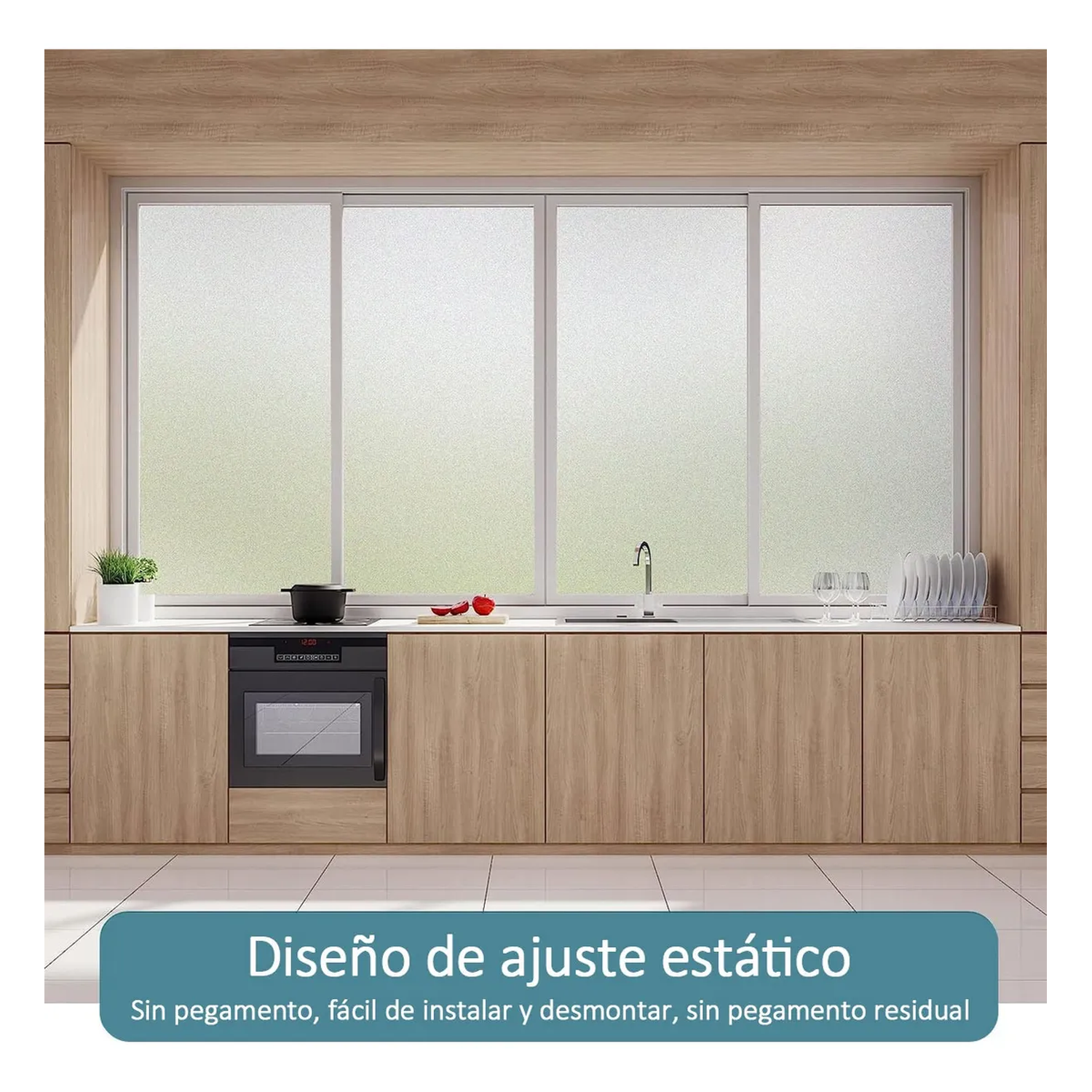 Película De Privacidad Ventana Ajuste Estático Esmerilada Reutilizable Blanca-7