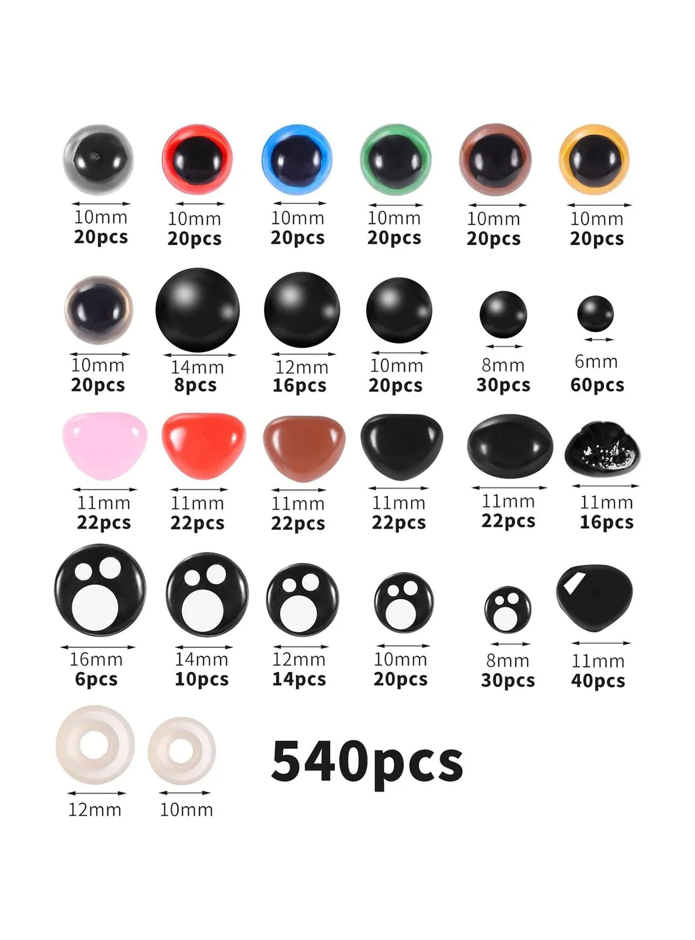 Kit de Ojos de Plástico para Manualidades 540 Piezas Multicolor-2
