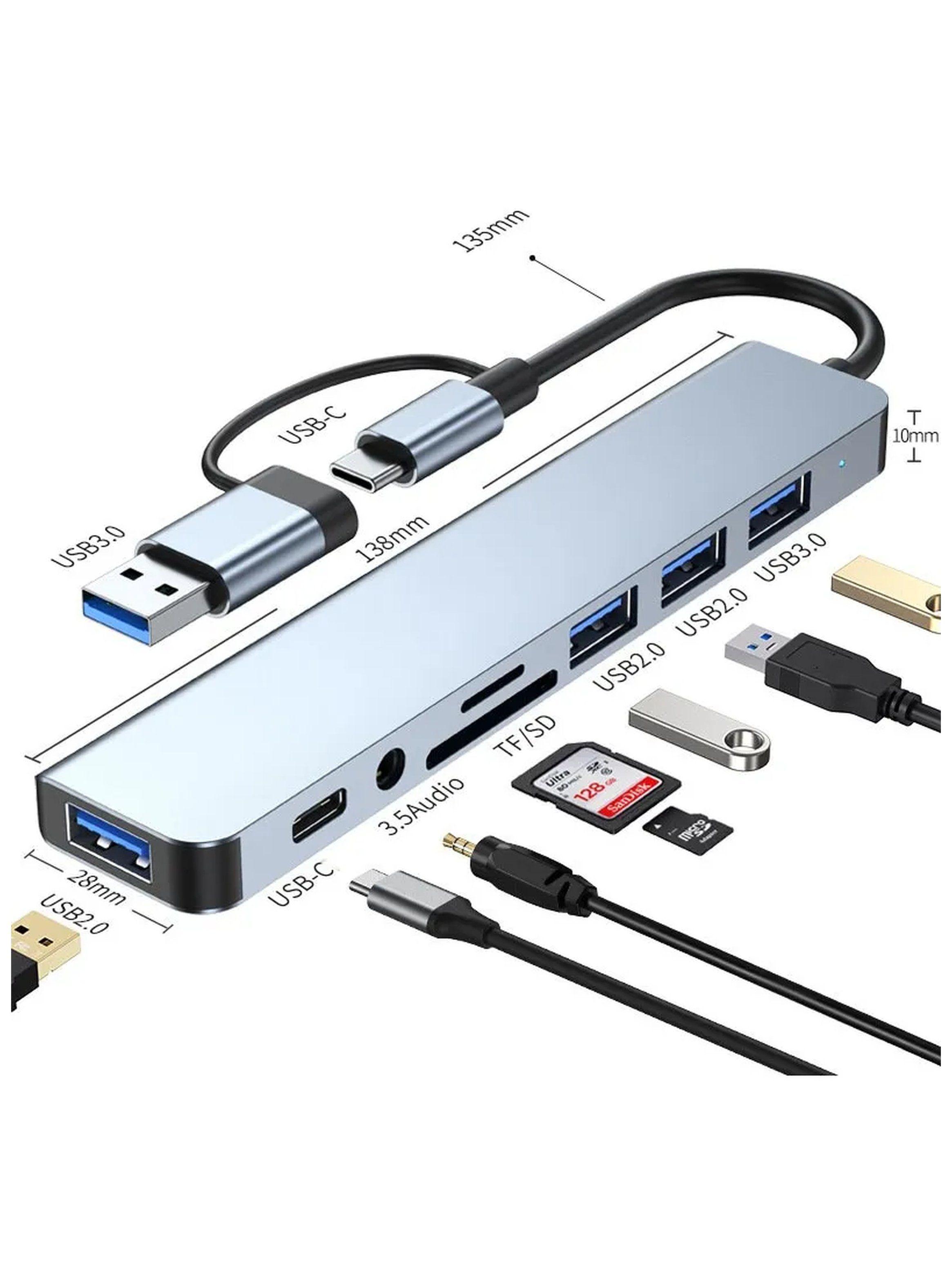 Concentrador USB-C Multifunción 7 en 1 con Puertos USB 3.0, HDMI, Lectores SD/TF y Conector de Audio-1
