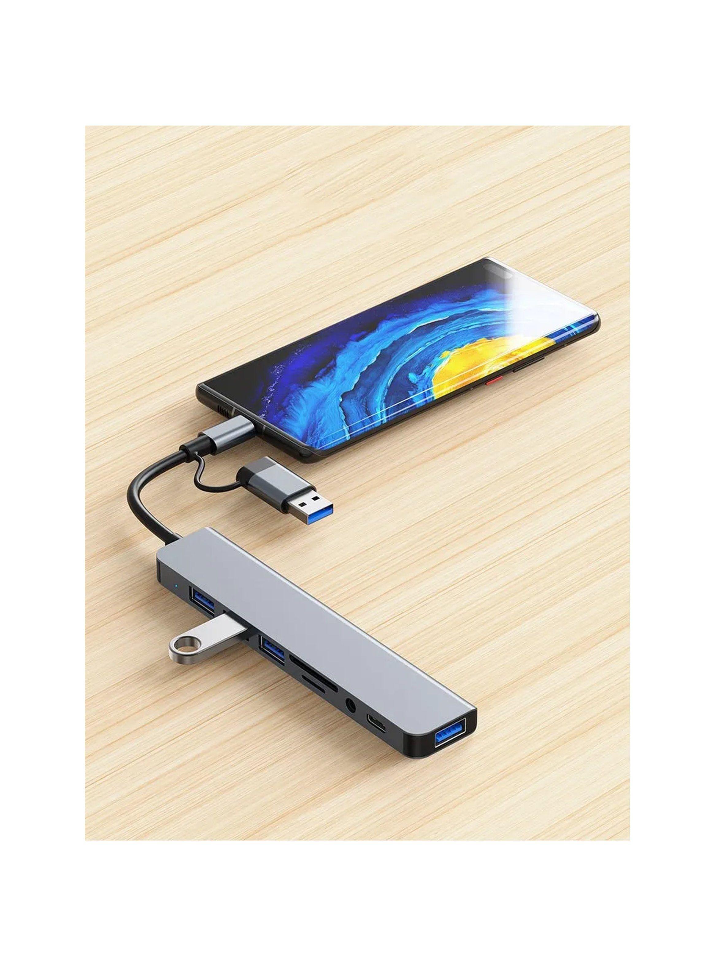 Concentrador USB-C Multifunción 7 en 1 con Puertos USB 3.0, HDMI, Lectores SD/TF y Conector de Audio-2