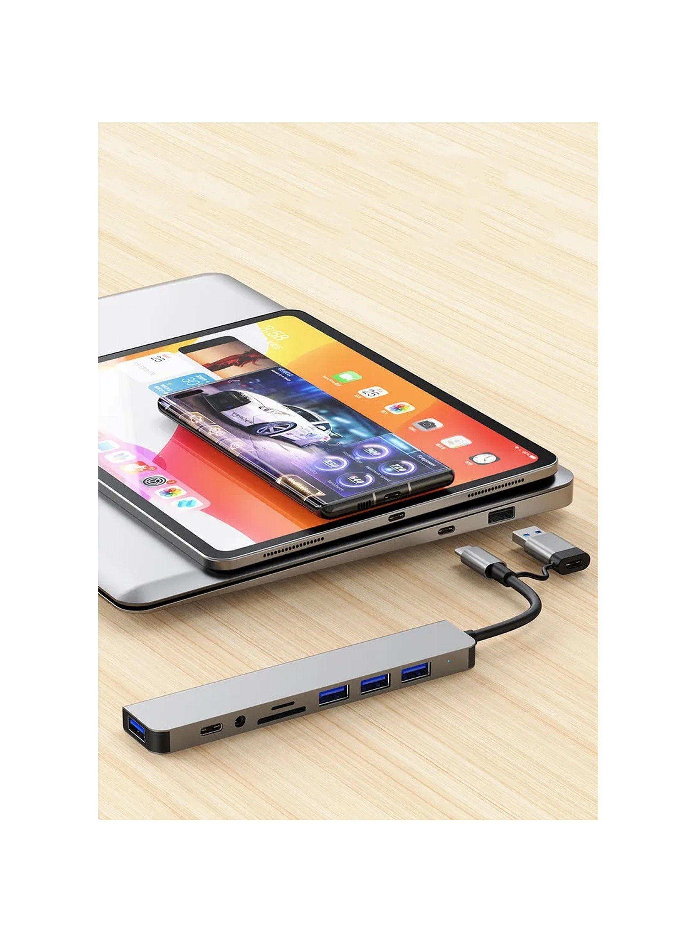 Concentrador USB-C Multifunción 7 en 1 con Puertos USB 3.0, HDMI, Lectores SD/TF y Conector de Audio-4