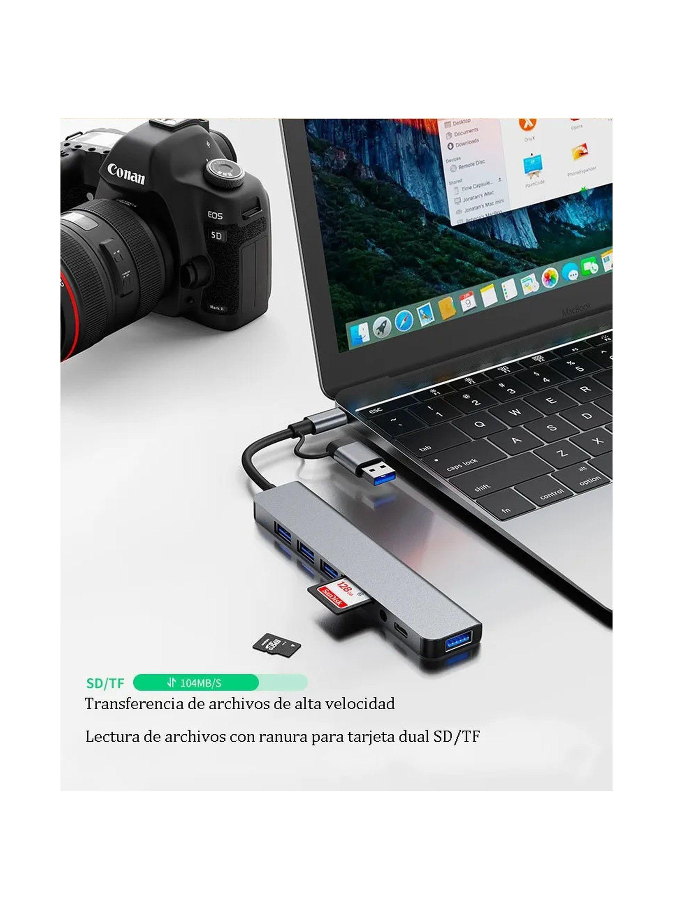 Concentrador USB-C Multifunción 7 en 1 con Puertos USB 3.0, HDMI, Lectores SD/TF y Conector de Audio-5