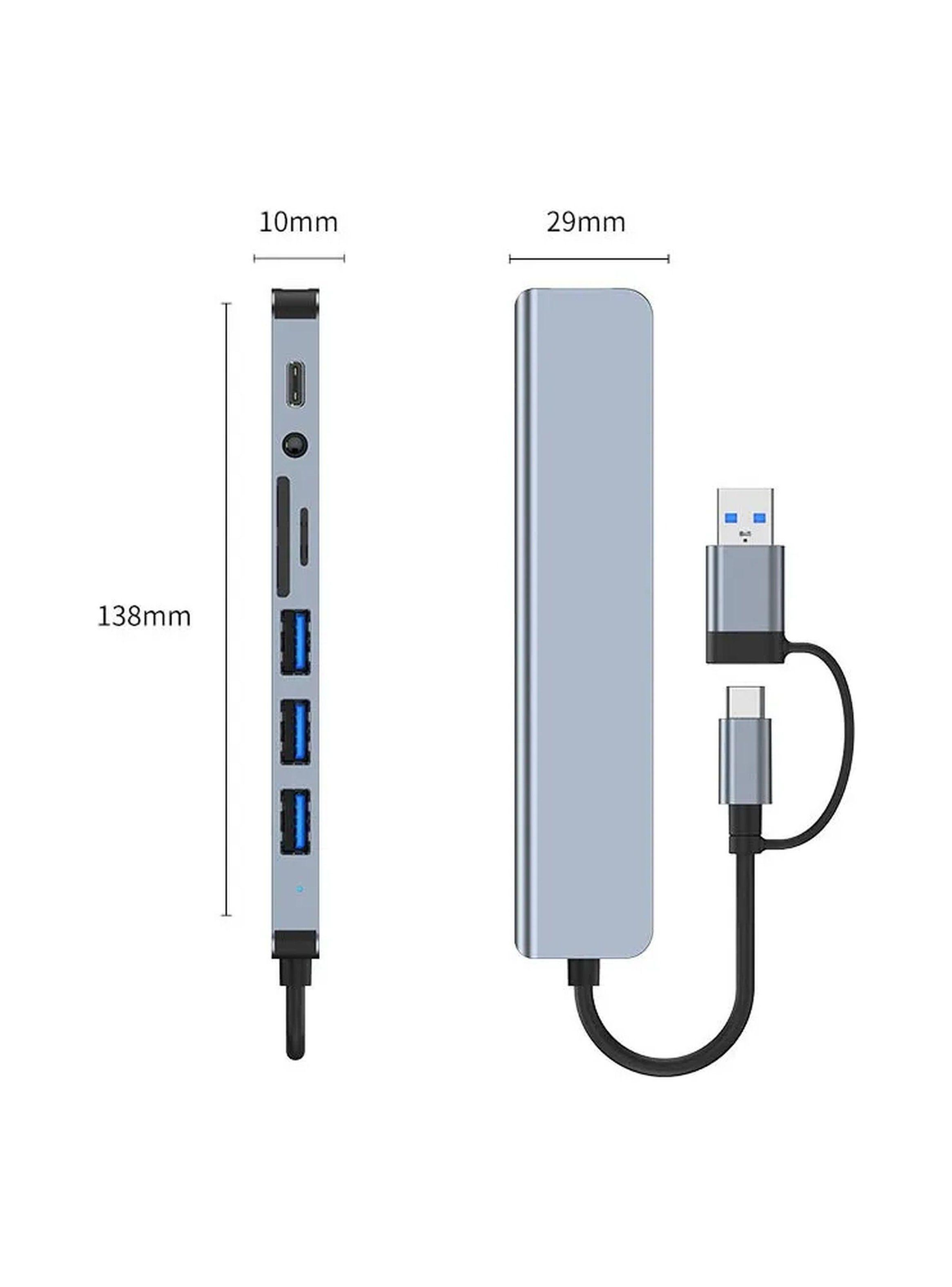 Concentrador USB-C Multifunción 7 en 1 con Puertos USB 3.0, HDMI, Lectores SD/TF y Conector de Audio-6