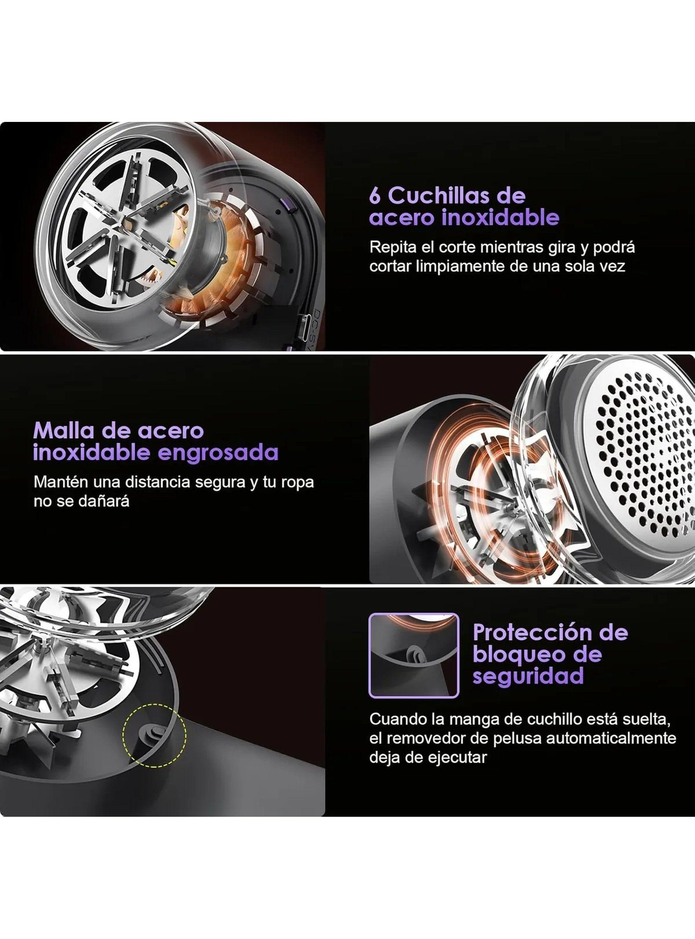 Quitapelusas Eléctrico Multifuncional Pantalla Digital 6 Cuchillas Acero Inoxidable-2