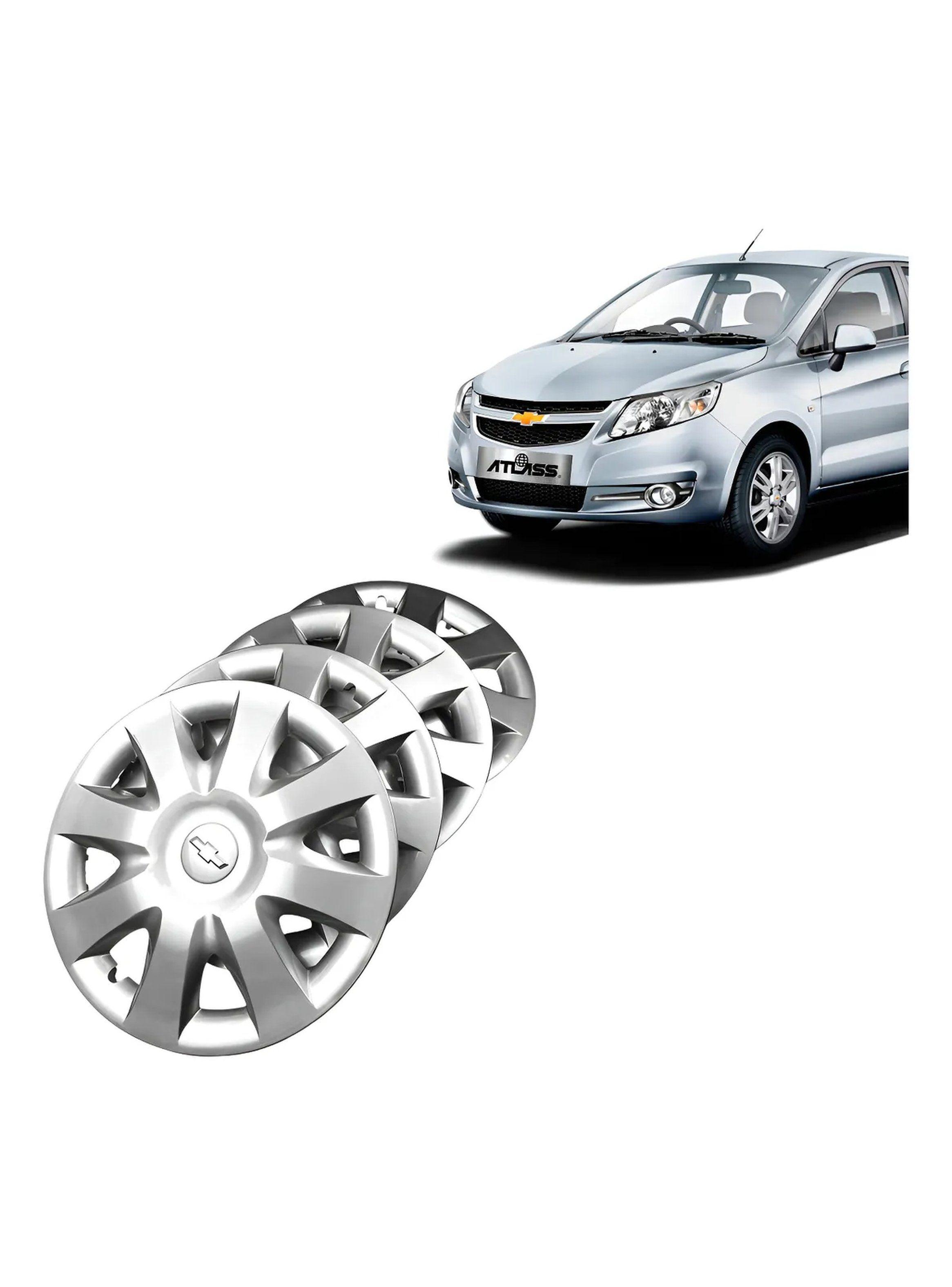 Tapacubos de Auto Universales Plástico Plateado Set de 4 -0