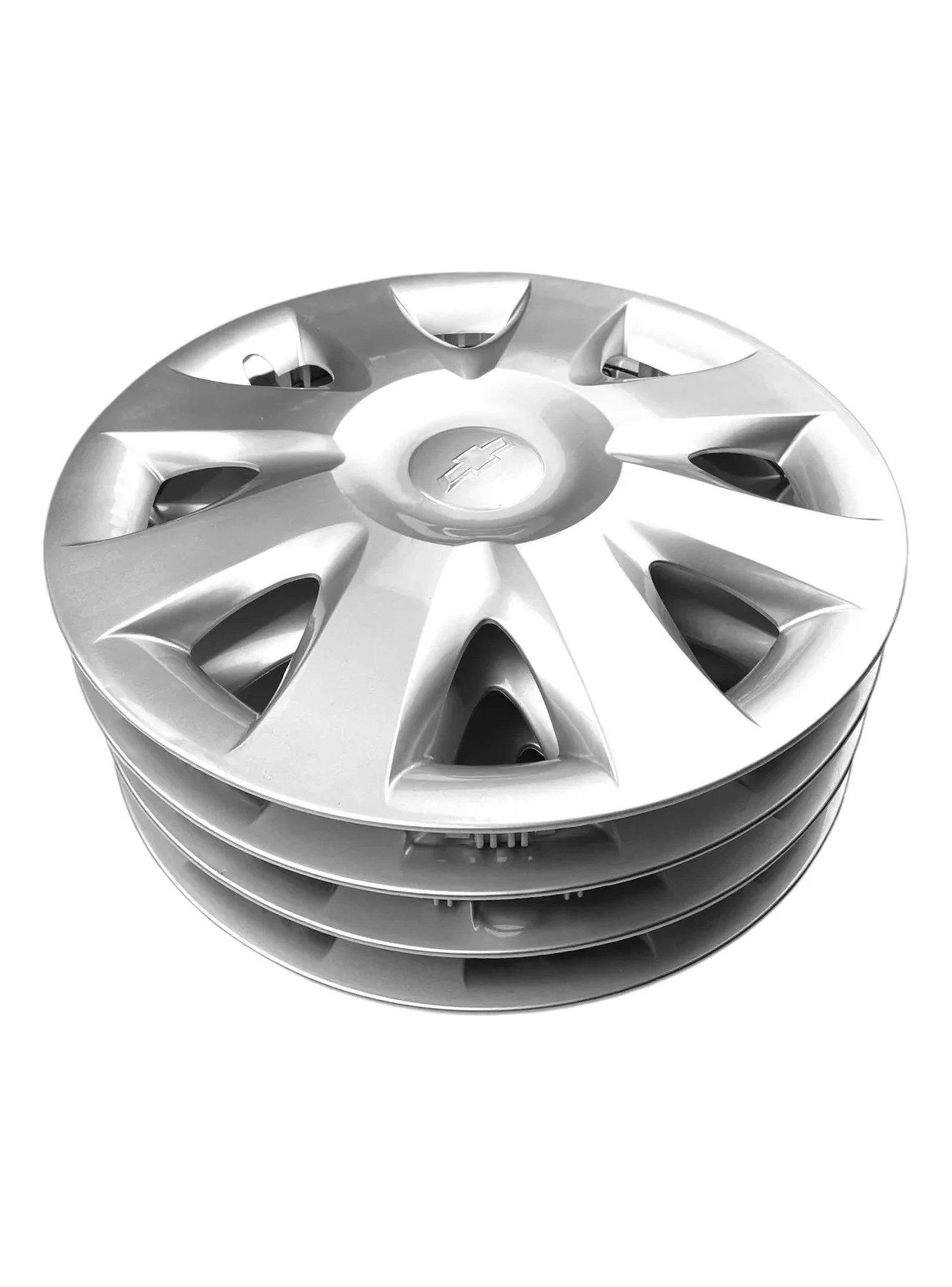 Tapacubos de Auto Universales Plástico Plateado Set de 4 -2