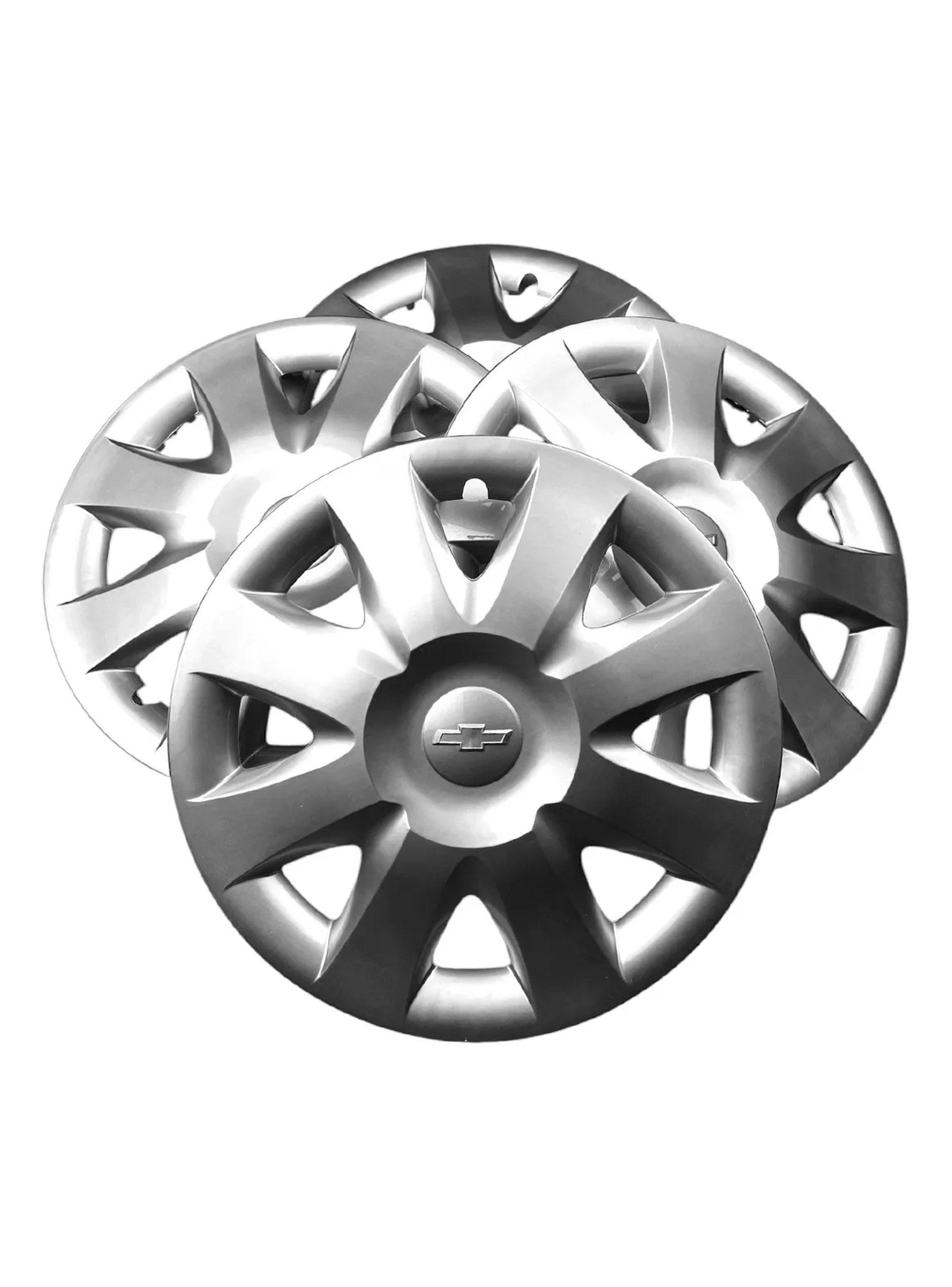 Tapacubos de Auto Universales Plástico Plateado Set de 4 -3