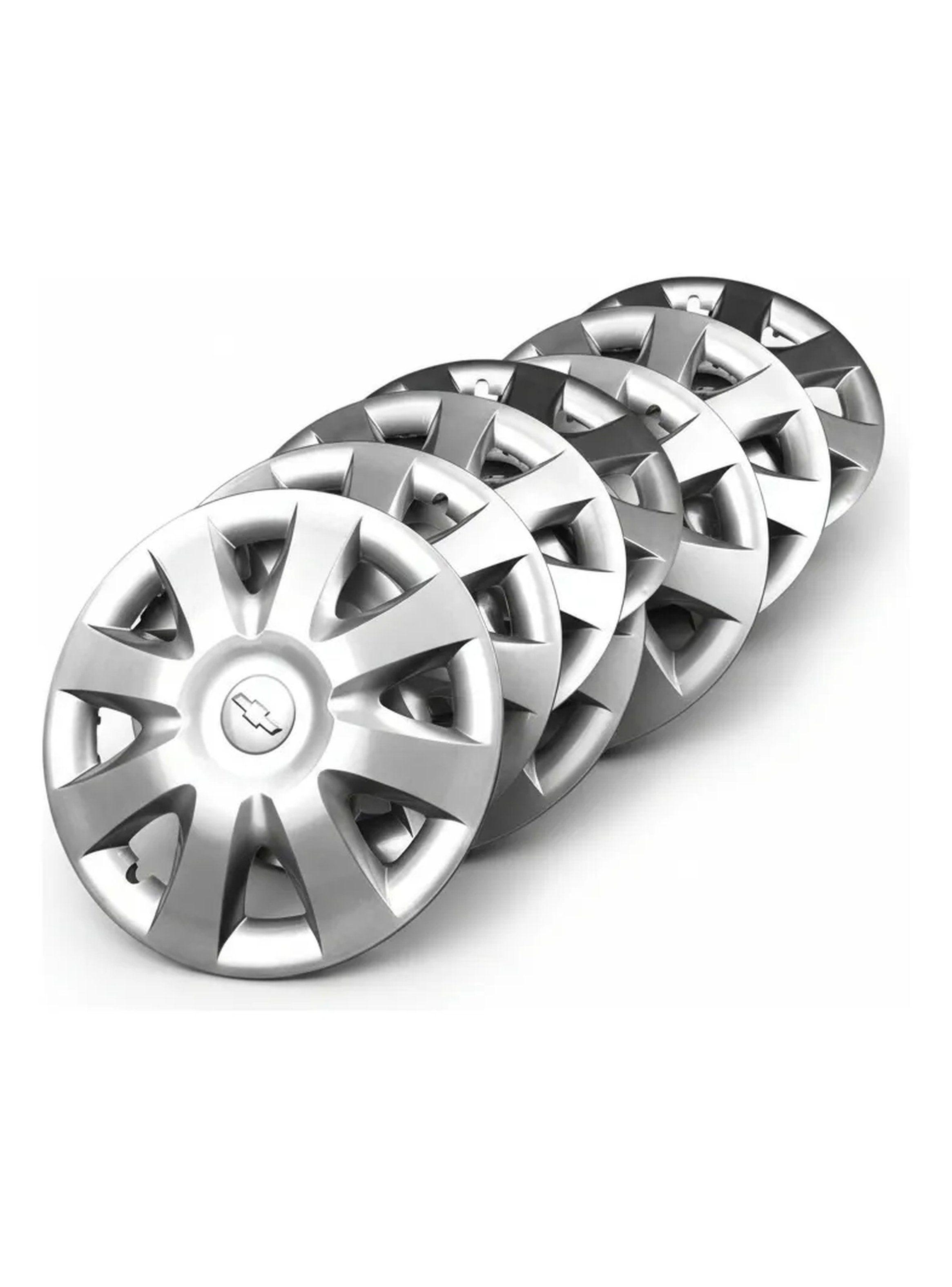 Tapacubos de Auto Universales Plástico Plateado Set de 4 -4