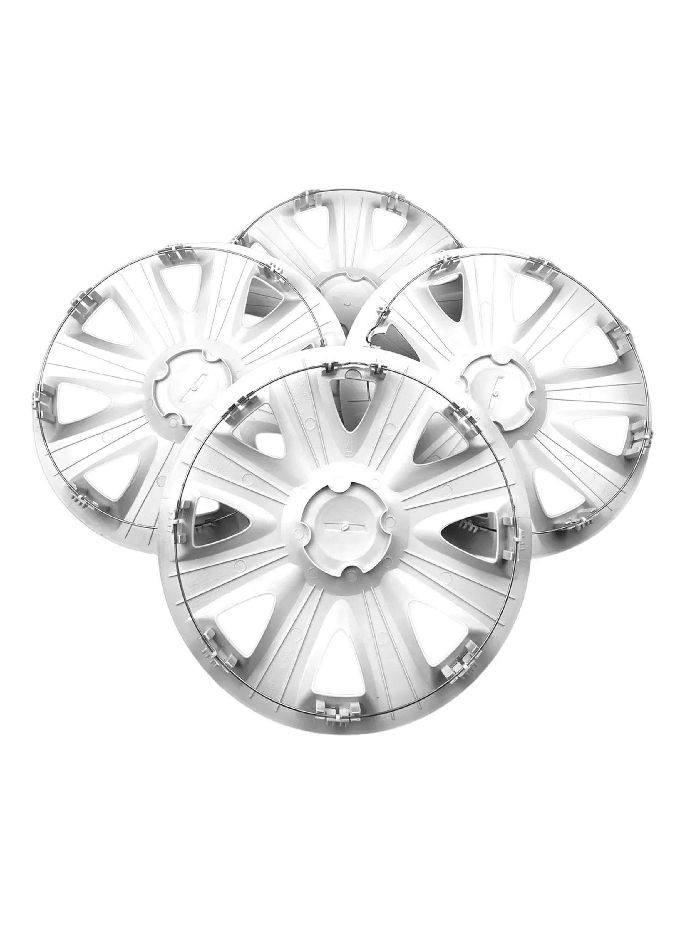 Tapacubos de Auto Universales Plástico Plateado Set de 4 -5