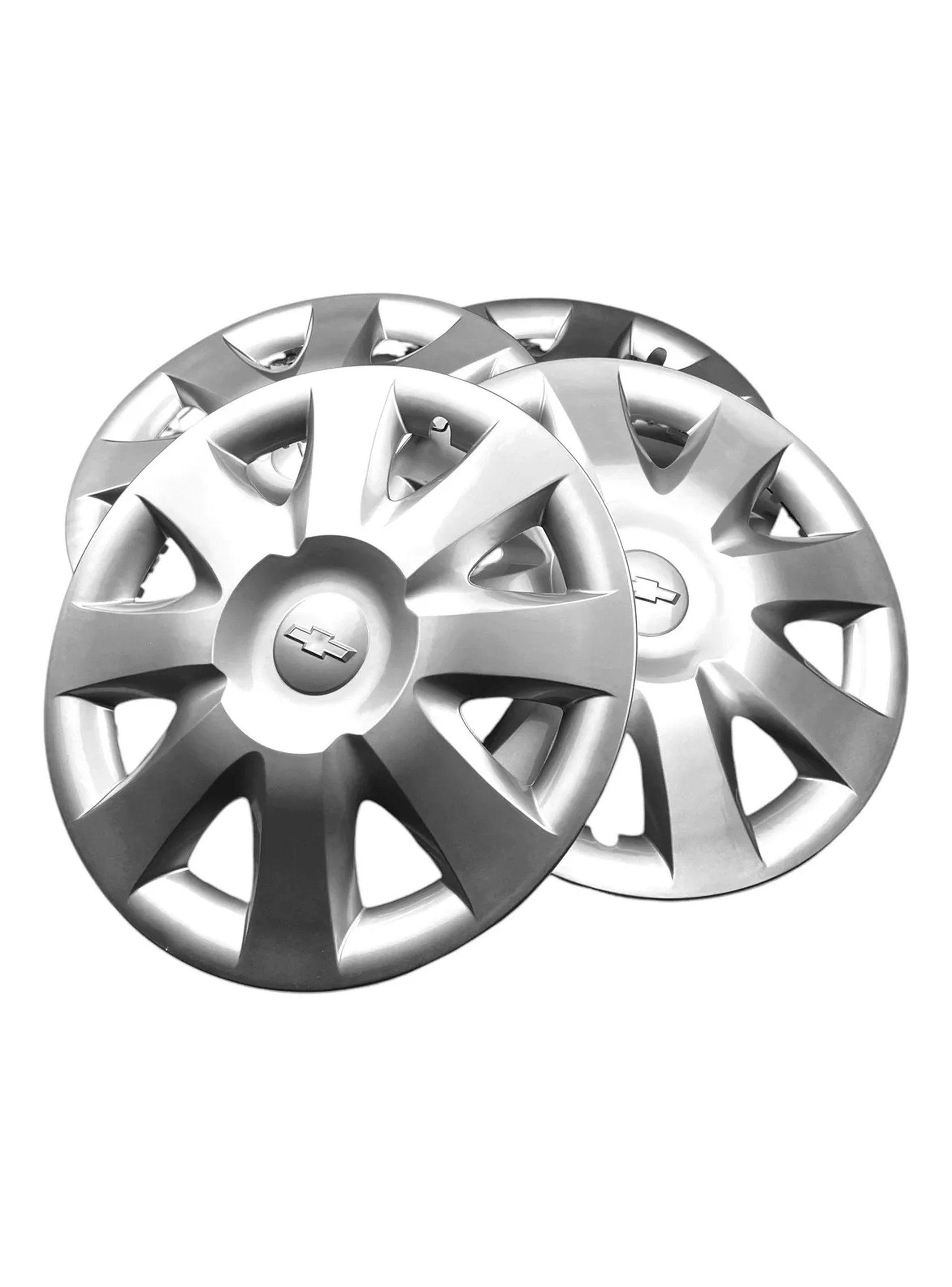 Tapacubos de Auto Universales Plástico Plateado Set de 4 -6