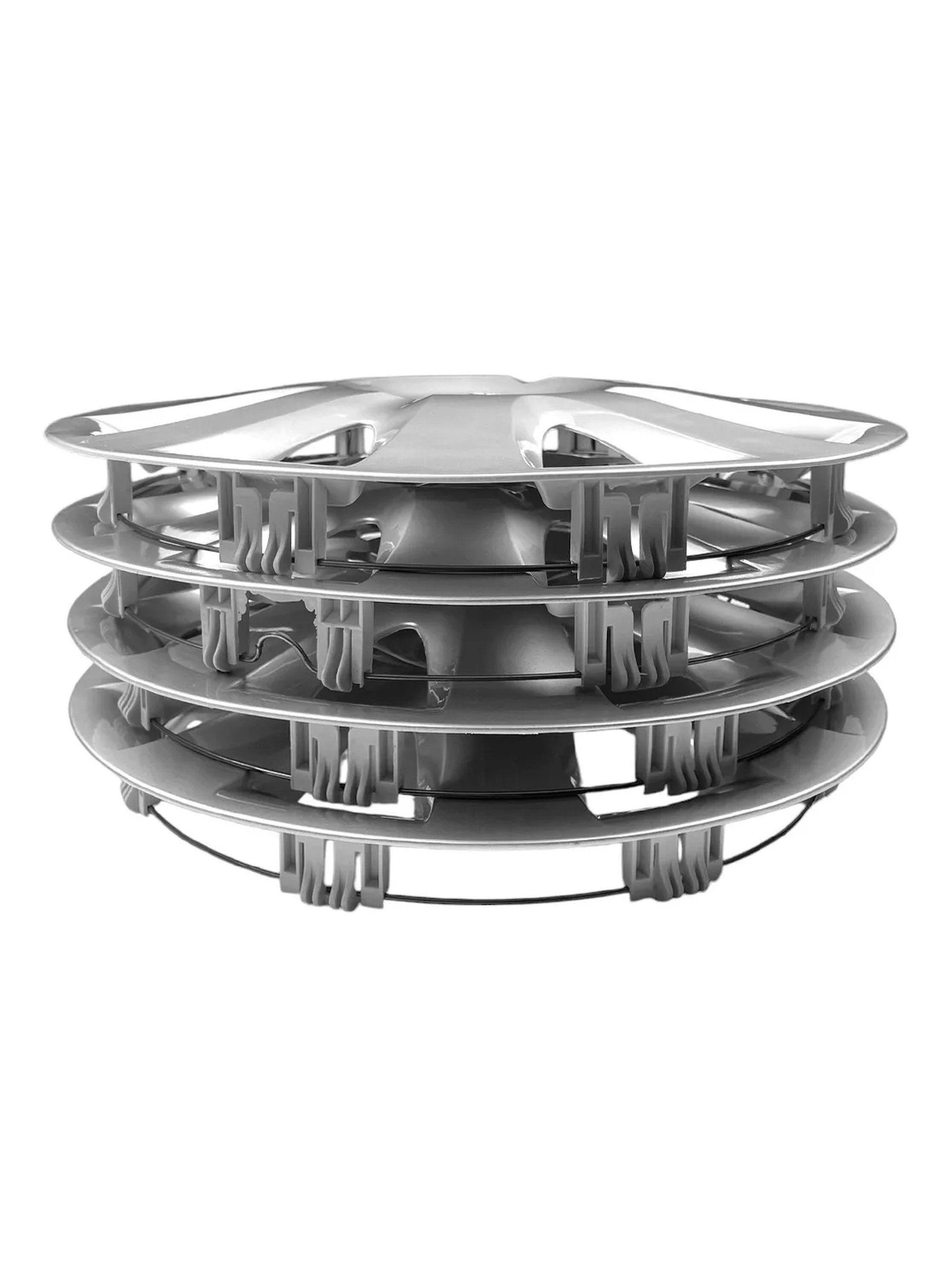 Tapacubos de Auto Universales Plástico Plateado Set de 4 -7