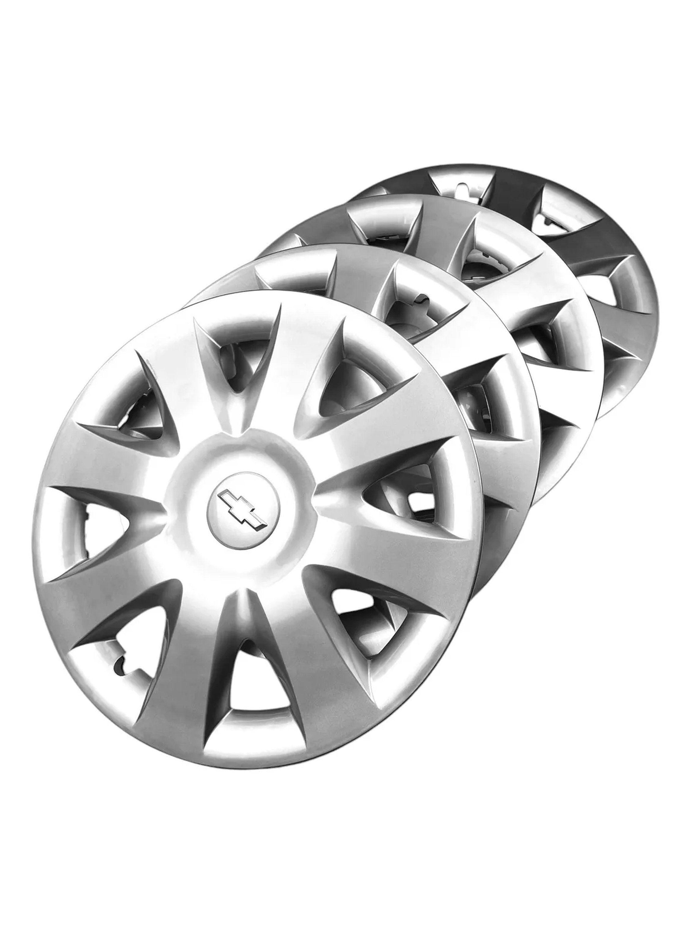 Tapacubos de Auto Universales Plástico Plateado Set de 4 -8