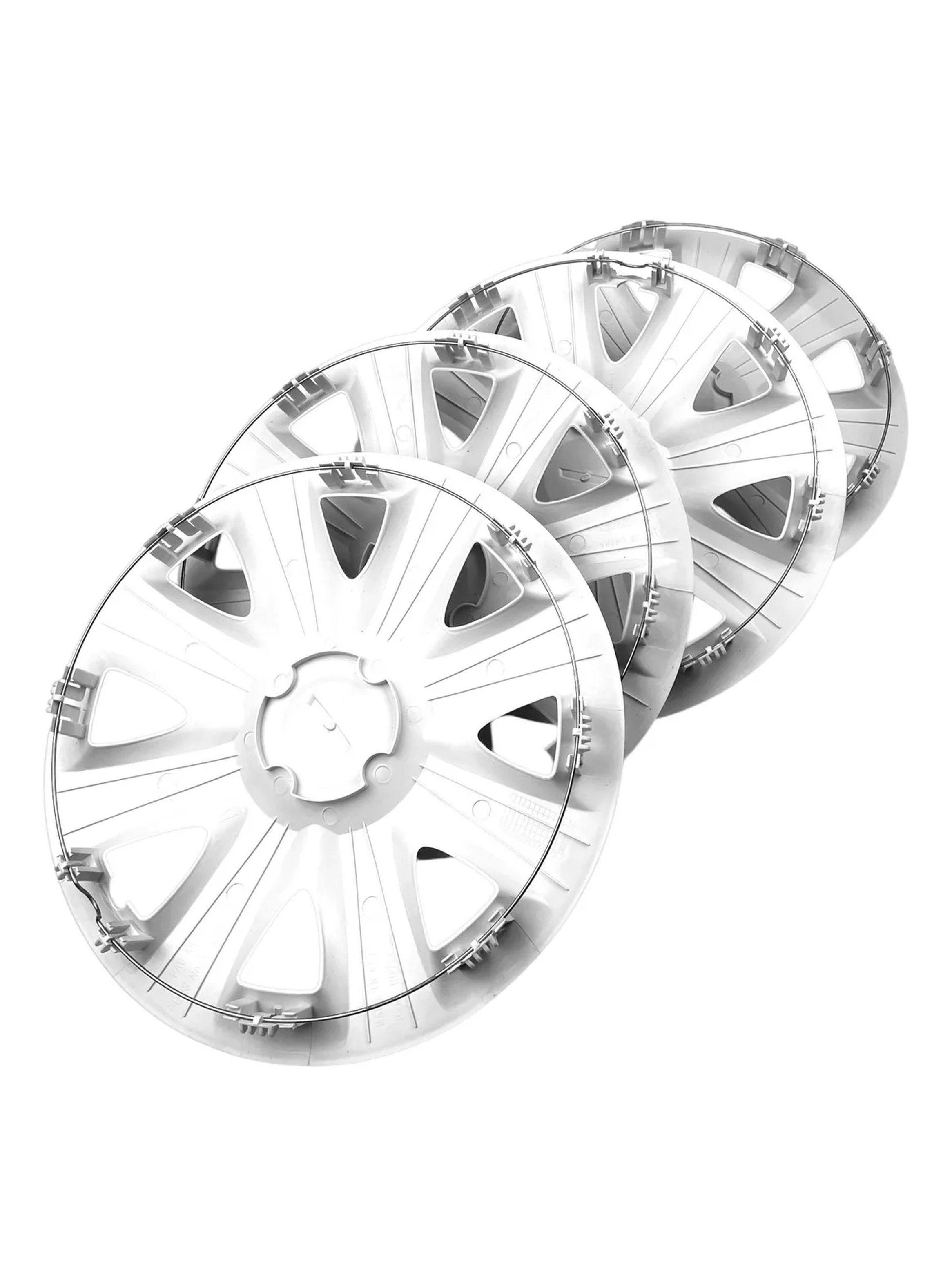 Tapacubos de Auto Universales Plástico Plateado Set de 4 -9