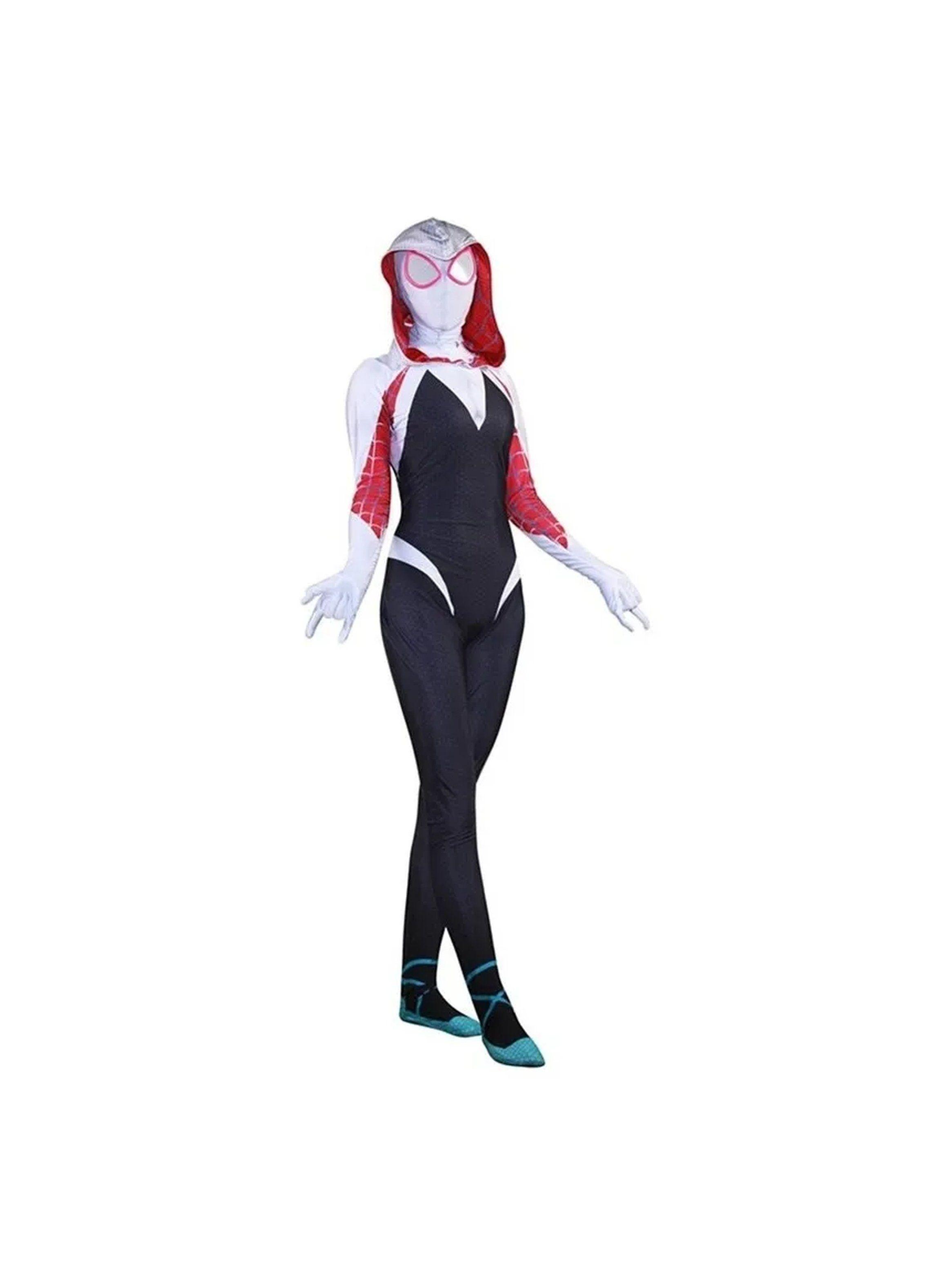 Disfraz de Superhéroe Spider Gwen Mujer Lycra Blanco y Negro-1