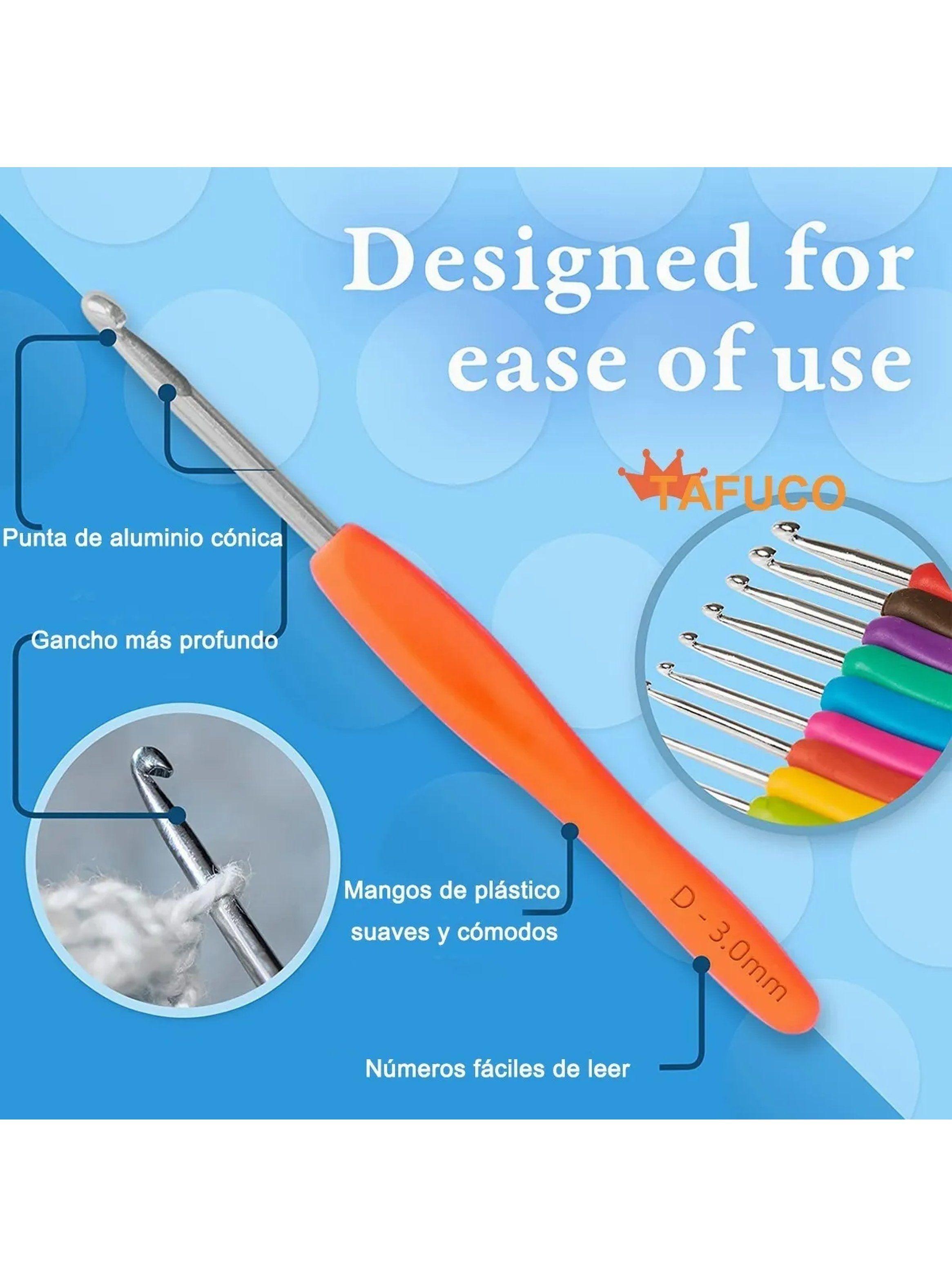 Set de Ganchos de Tejer 2mm-7mm Multicolor Ergonómicos-3