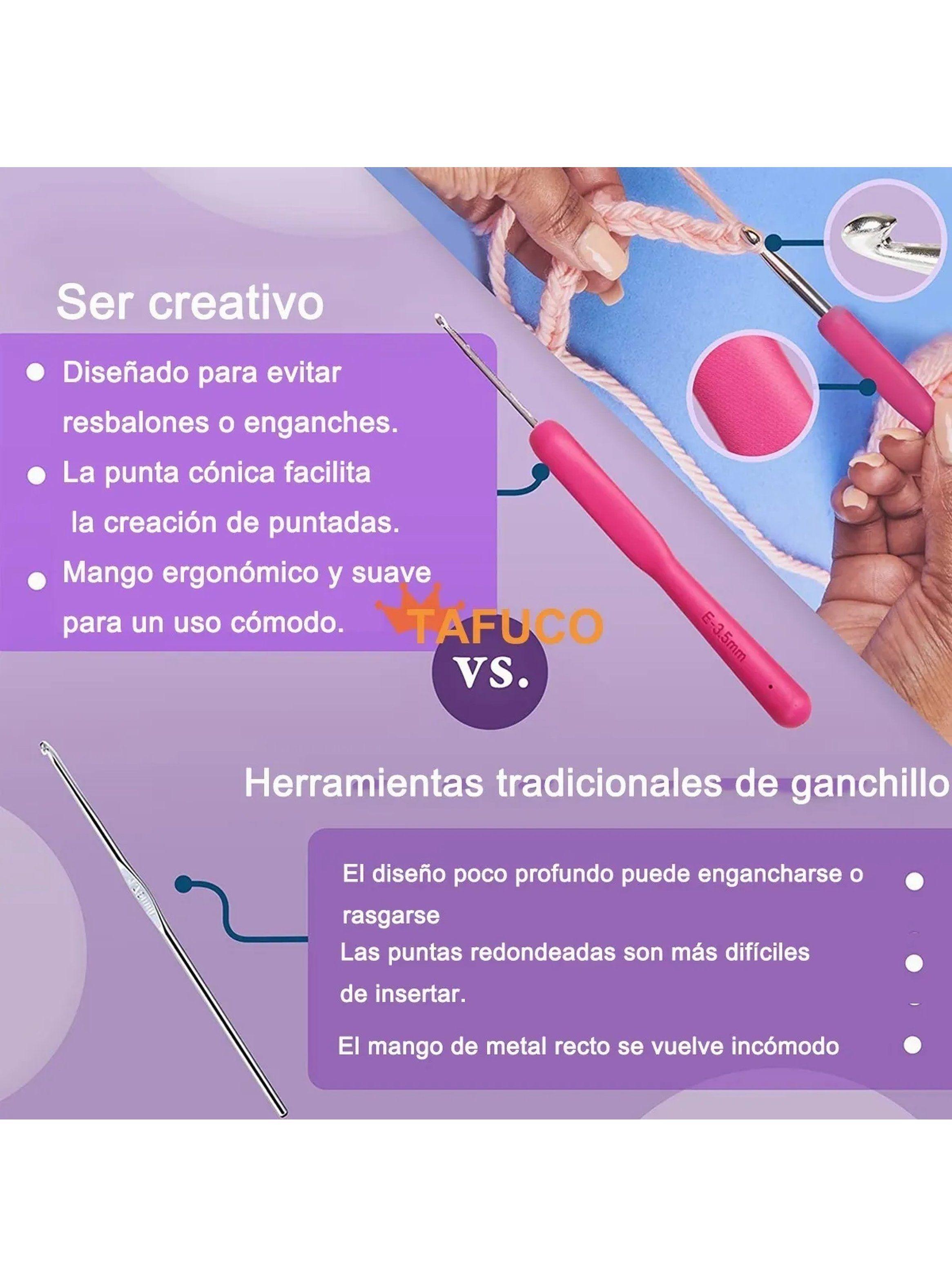 Set de Ganchos de Tejer 2mm-7mm Multicolor Ergonómicos-4