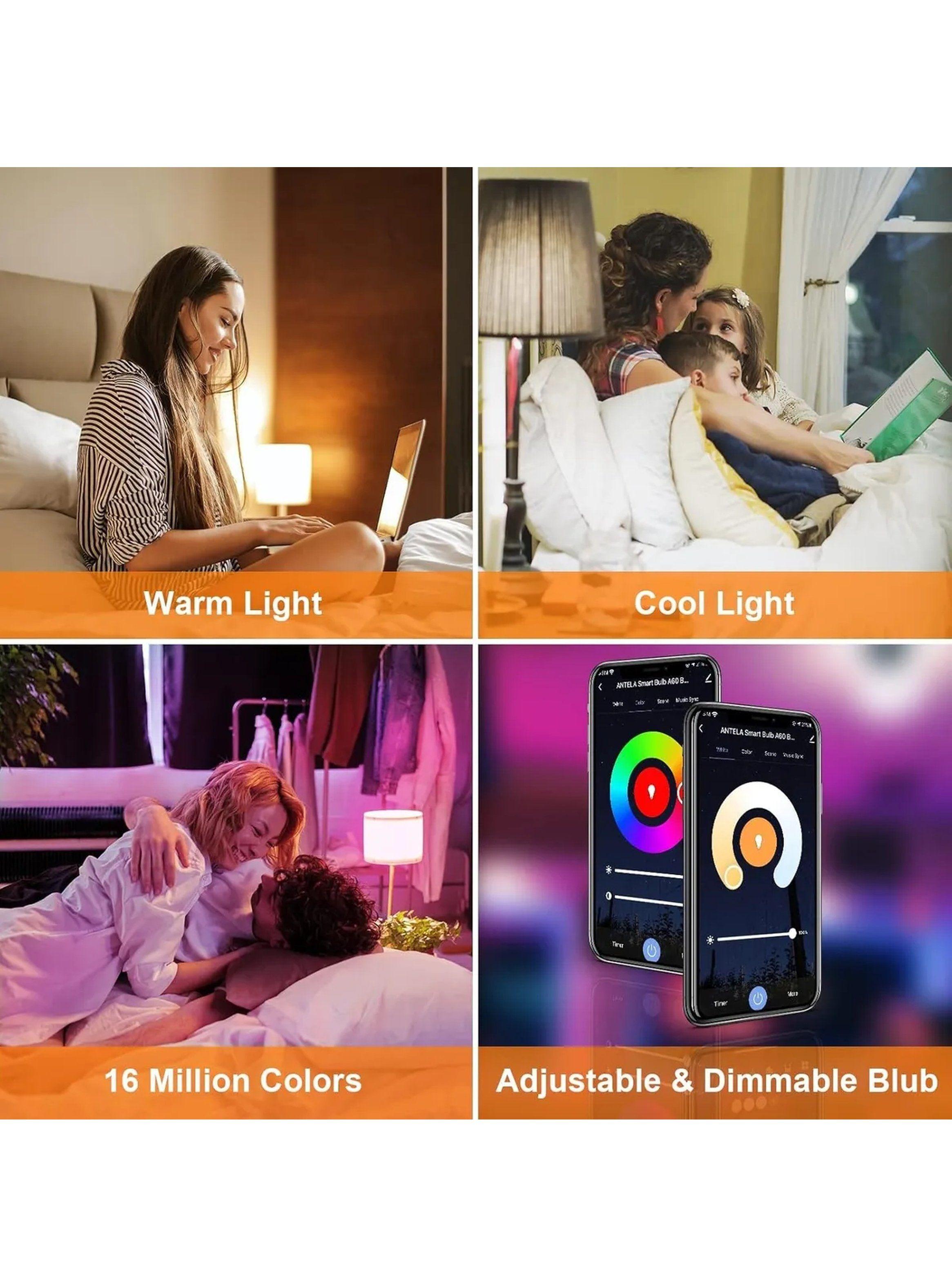 Bombilla Inteligente RGB E27 Regulable Luz Cálida y Multicolor-8