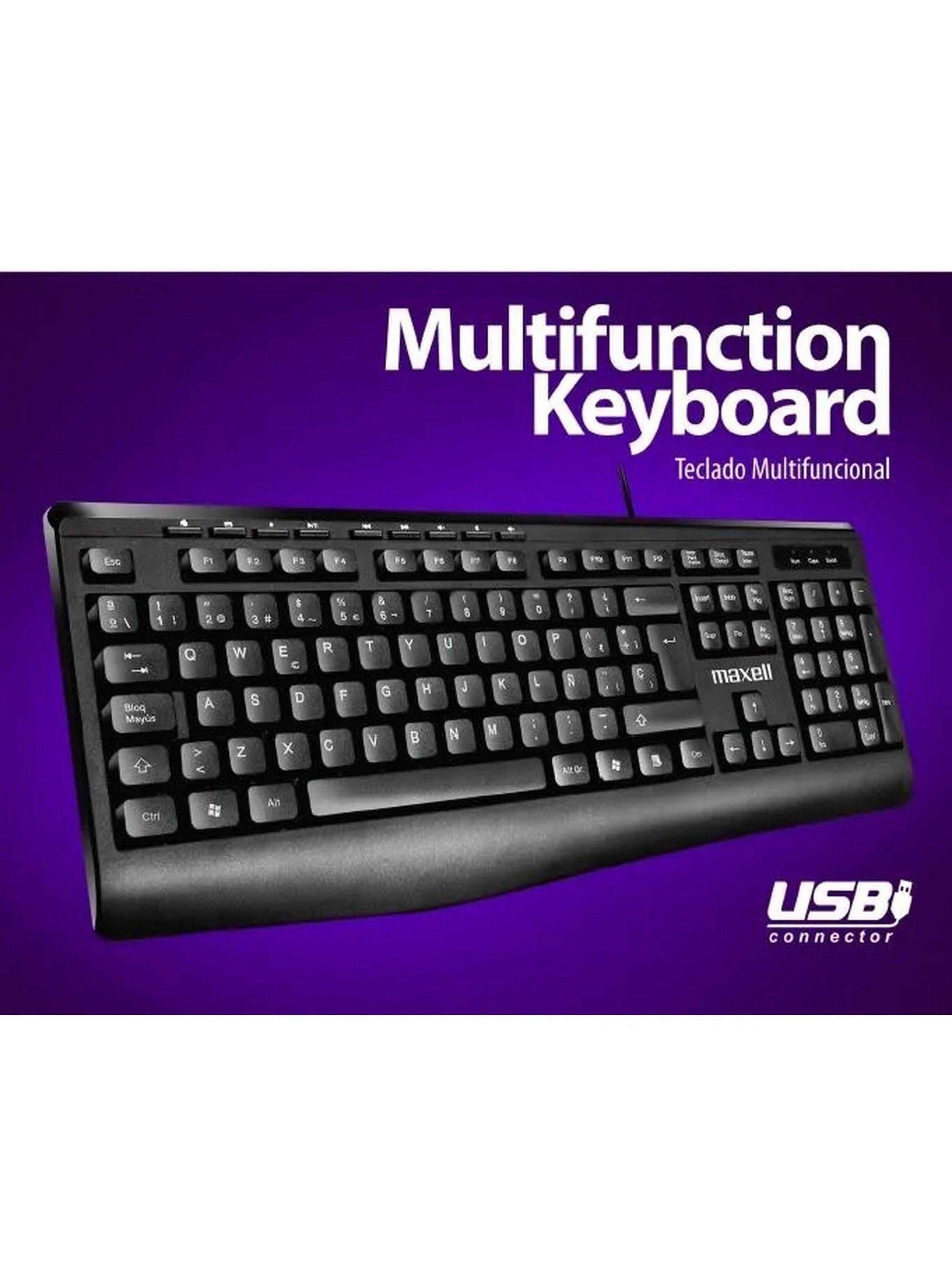 Teclado Multifuncional USB Conector Negro-2