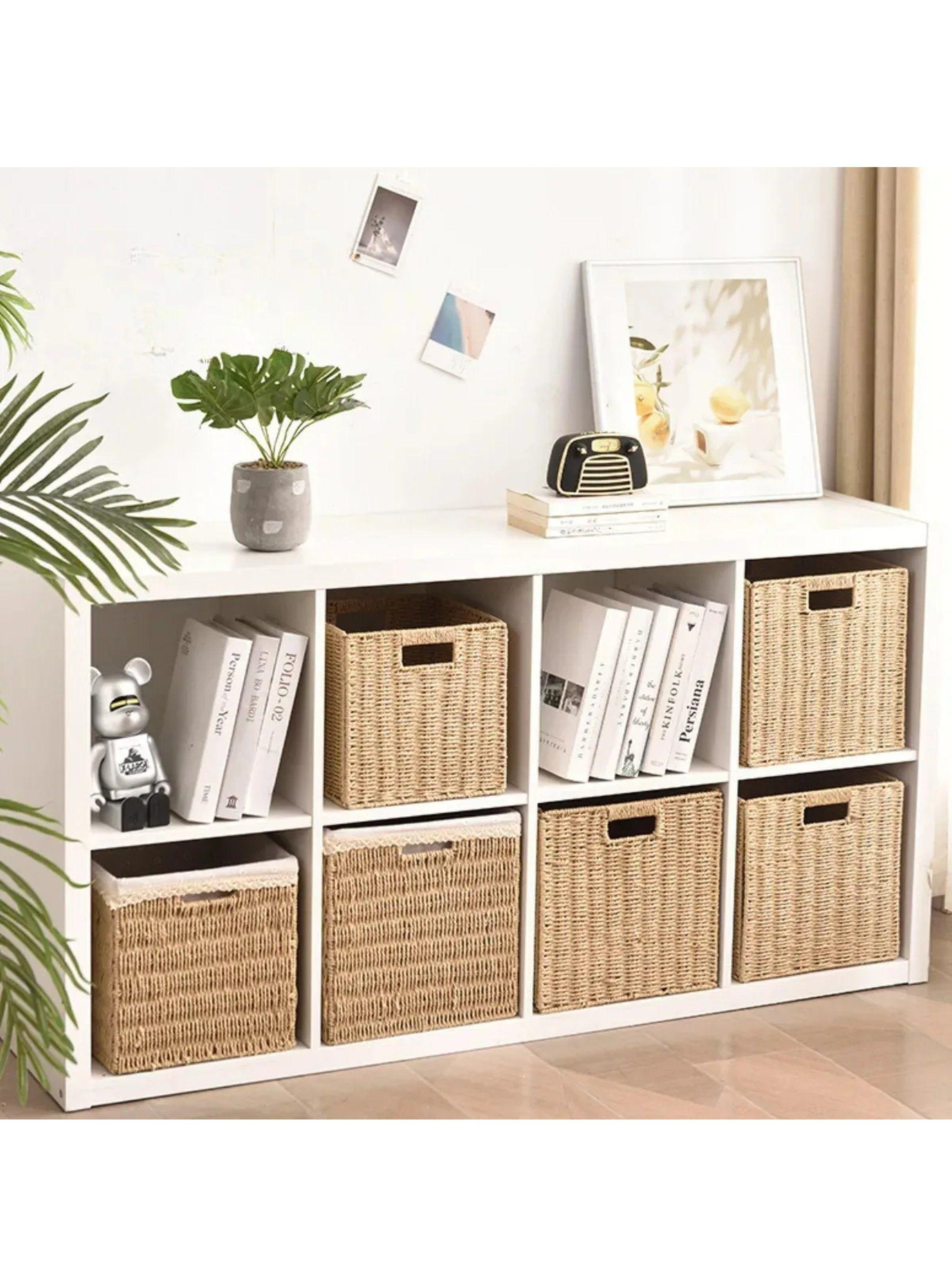 Caja de Almacenamiento Plegable 27x27x27cm Rattan Sintético-5