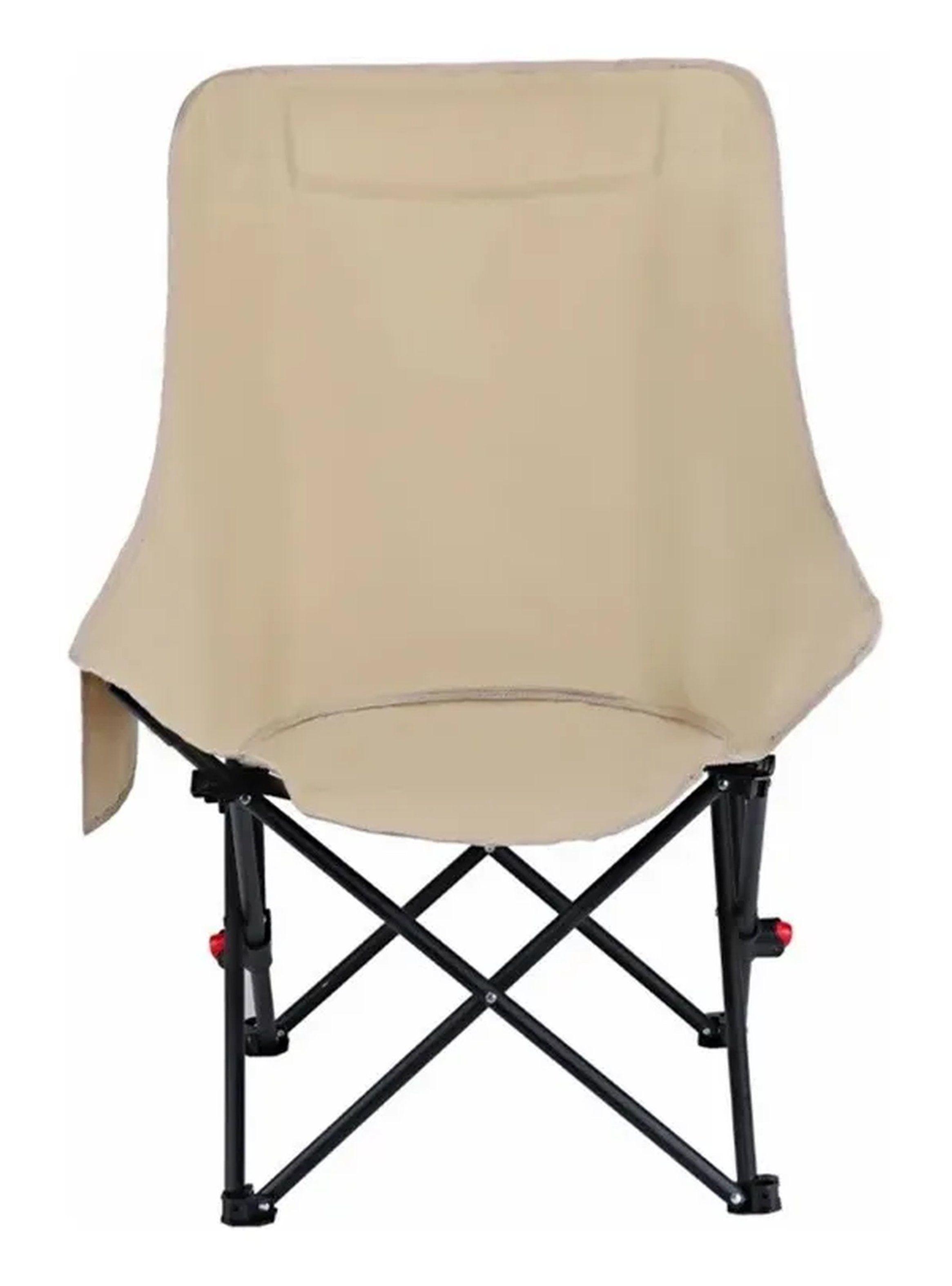 Silla Plegable Portátil Tela Beige Estructura Metálica-2