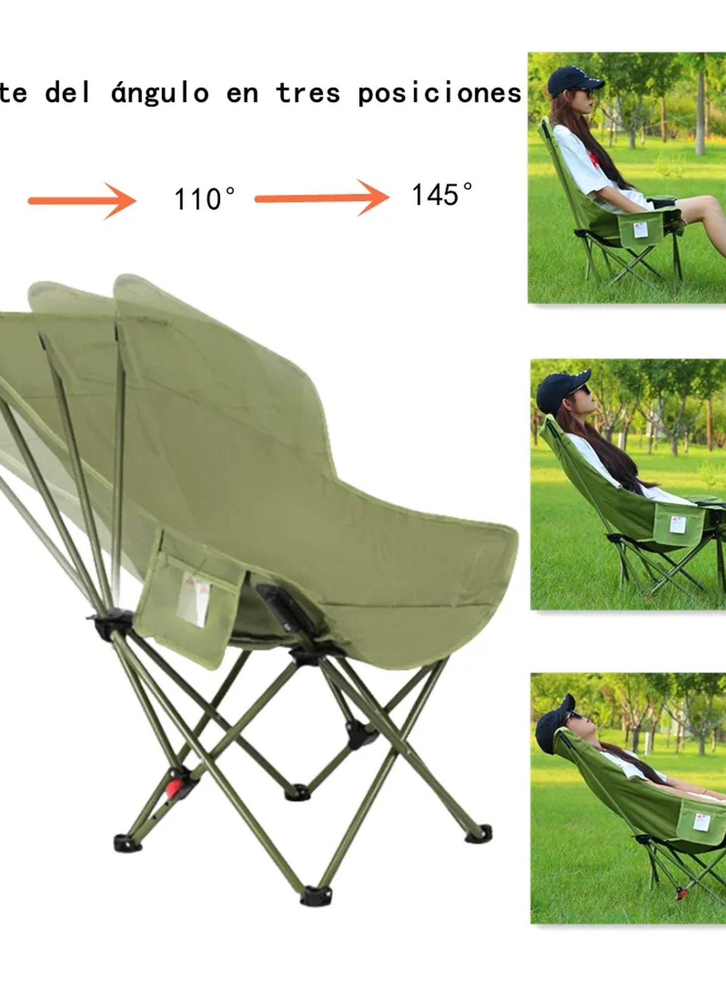 Silla Plegable Portátil Tela Beige Estructura Metálica-3