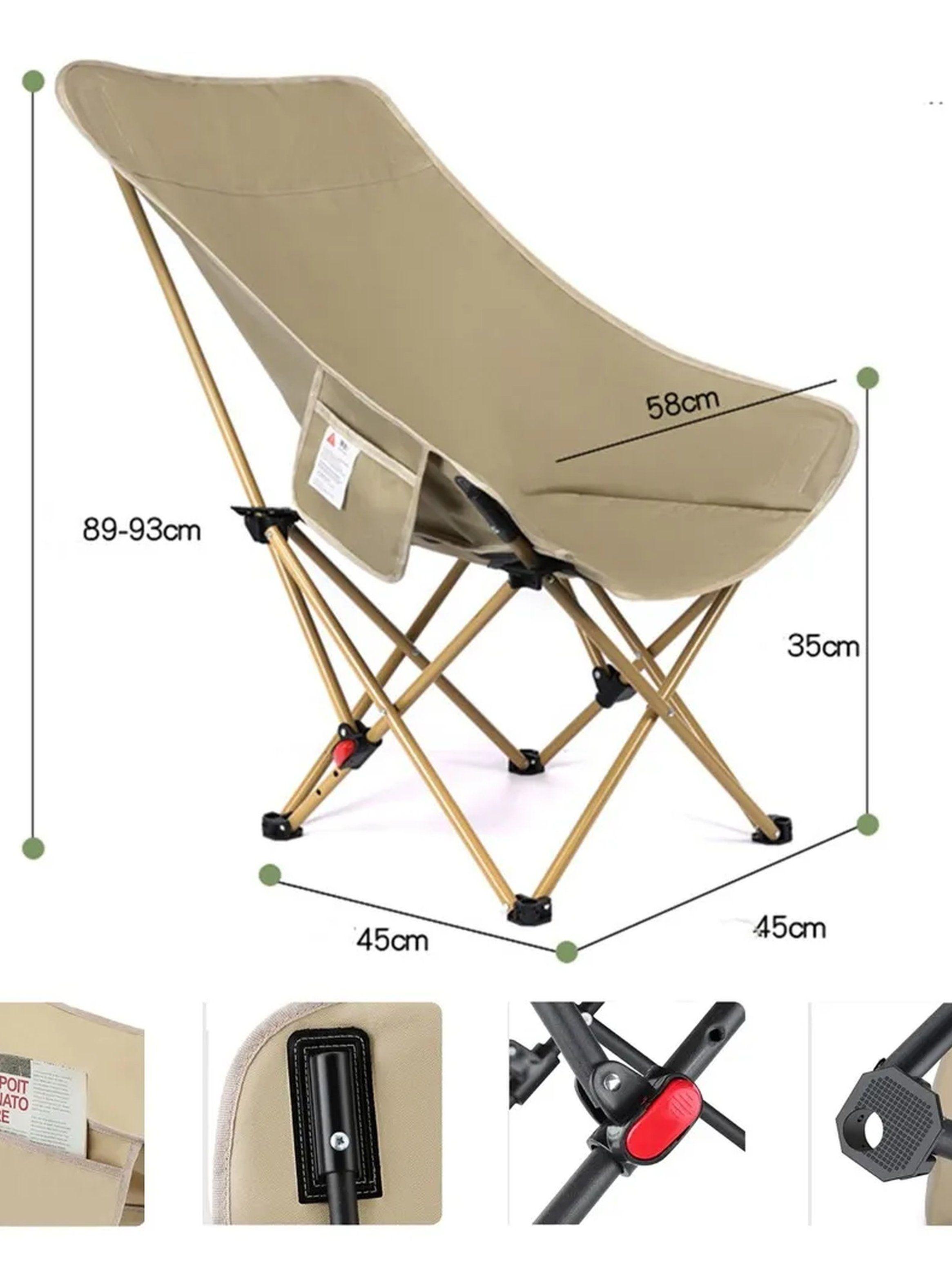 Silla Plegable Portátil Tela Beige Estructura Metálica-5
