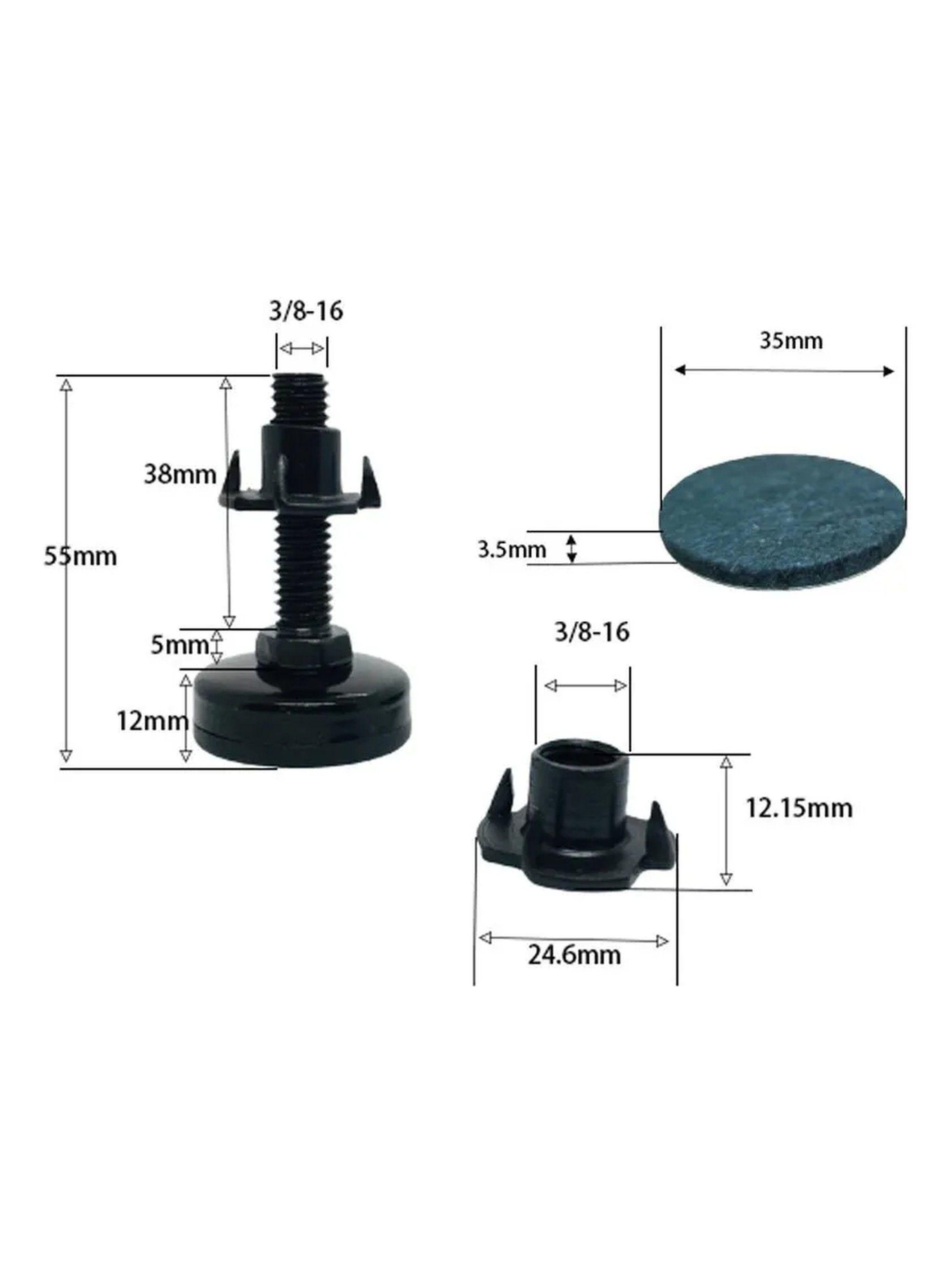 Patas Niveladoras Ajustables con Almohadillas Antideslizantes | Tornillo 3/8-16-2