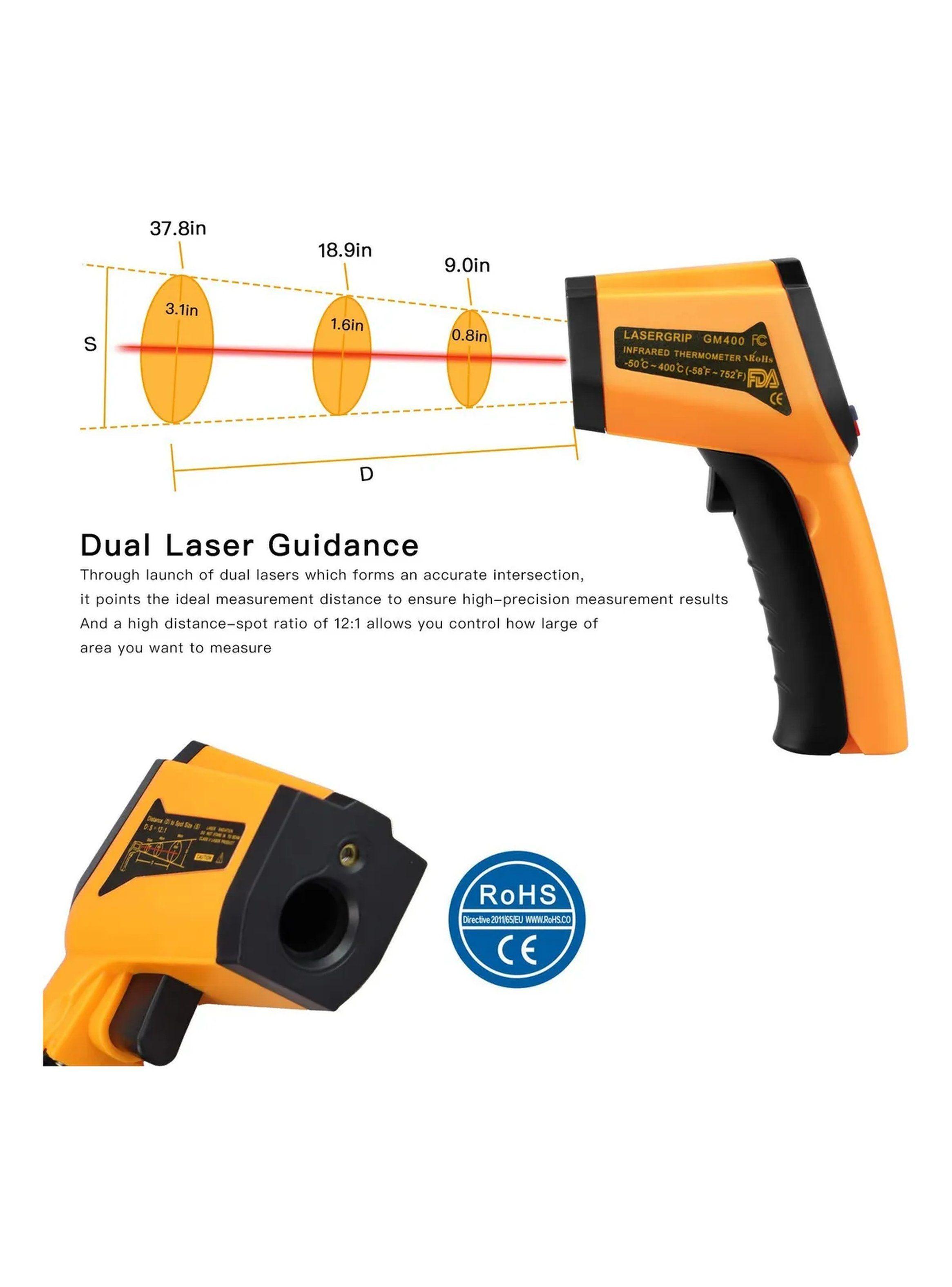 Termómetro Infrarrojo Portátil Dual Láser Pantalla LCD RoHS CE -2