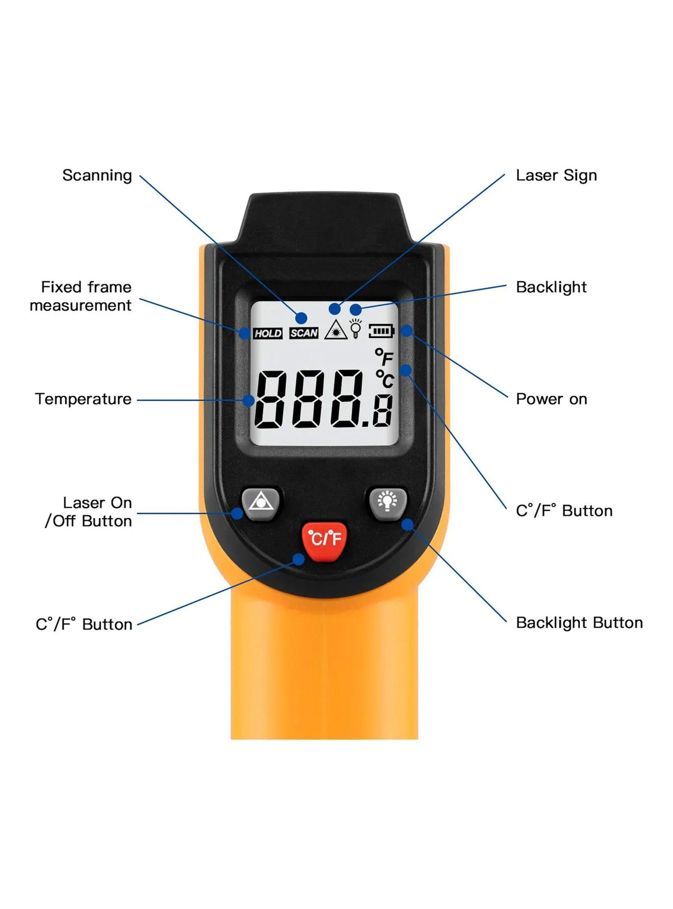 Termómetro Infrarrojo Portátil Dual Láser Pantalla LCD RoHS CE -6