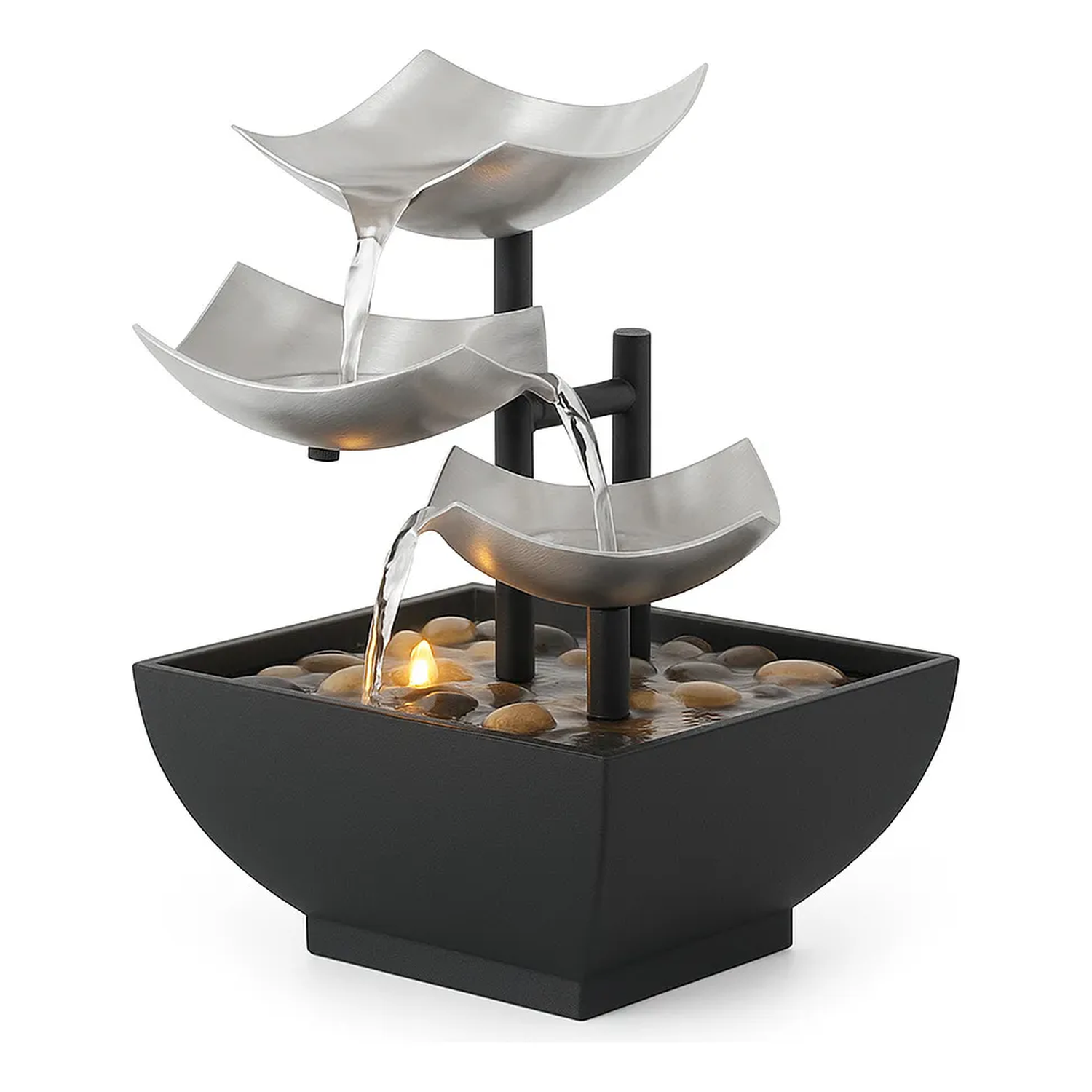 Fuente Decorativa LED Sobremesa Interior Acero Inoxidable 20 cm-0