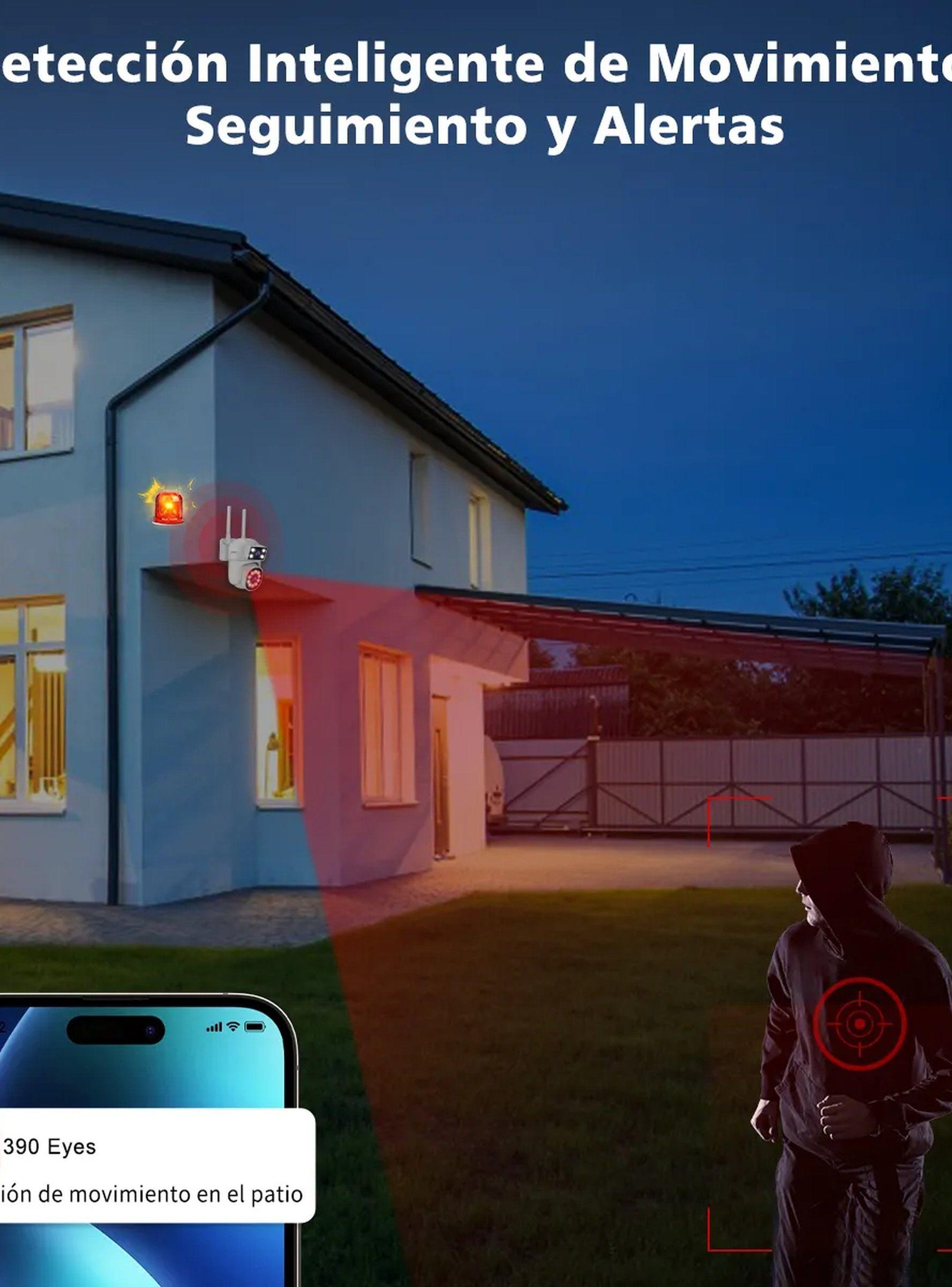 Cámara de Seguridad WiFi Exterior 8MP Doble Lente Impermeable IP66-3