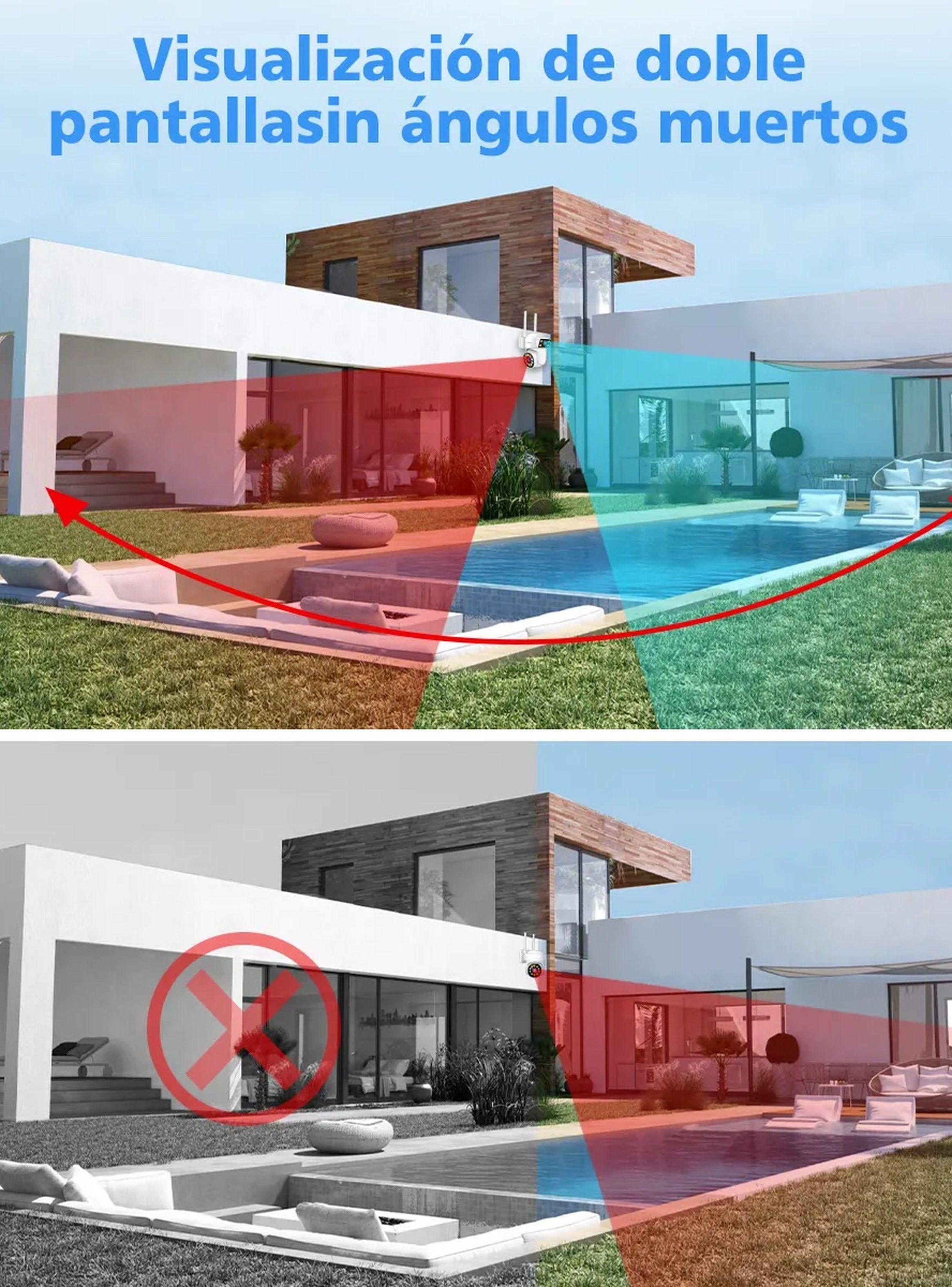 Cámara de Seguridad WiFi Exterior 8MP Doble Lente Impermeable IP66-6