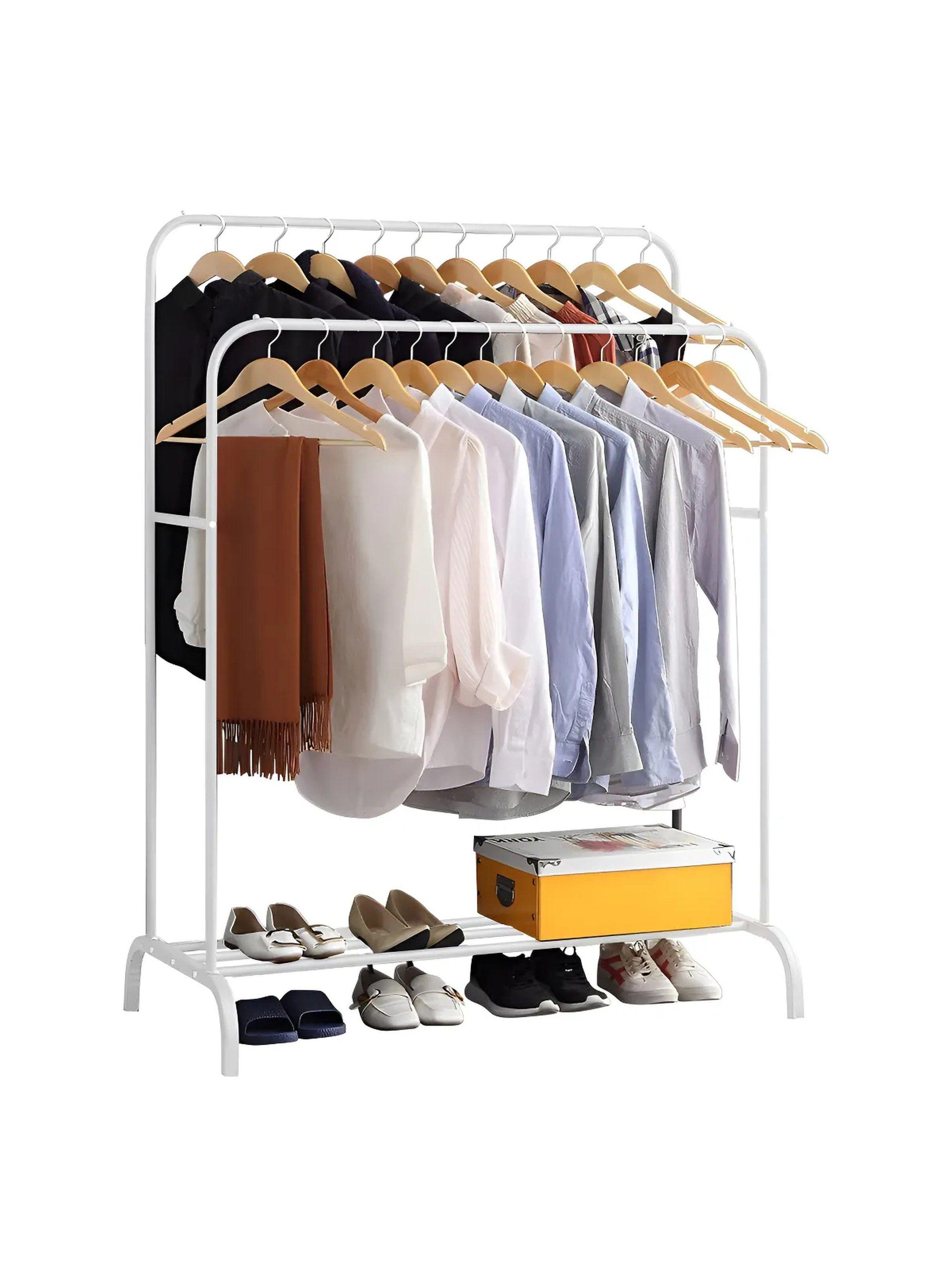 Organizador de Ropa con Doble Barra Metal Blanco Ajustable -0