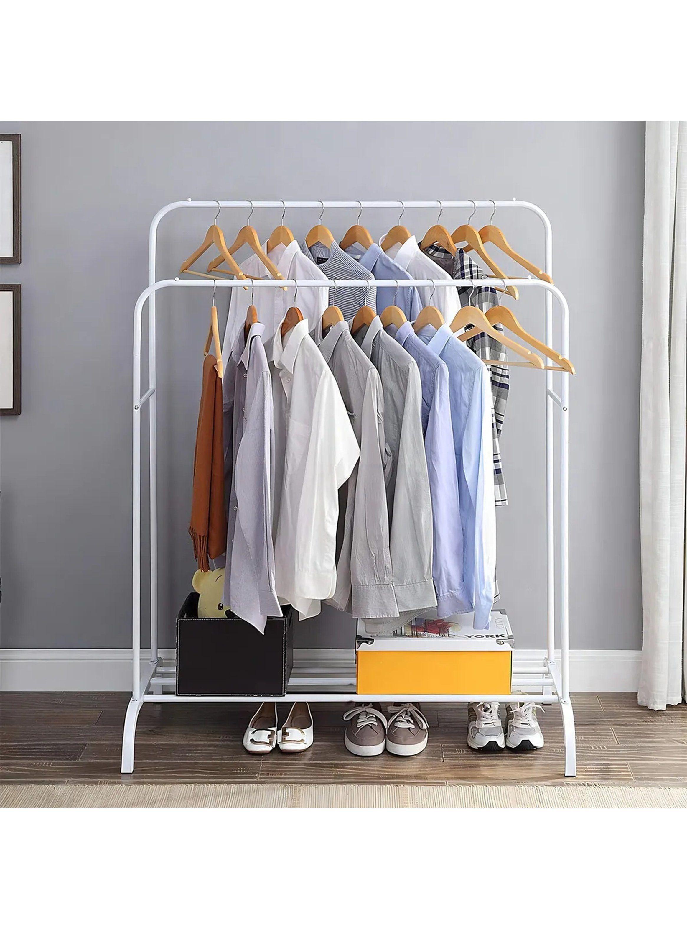 Organizador de Ropa con Doble Barra Metal Blanco Ajustable -3