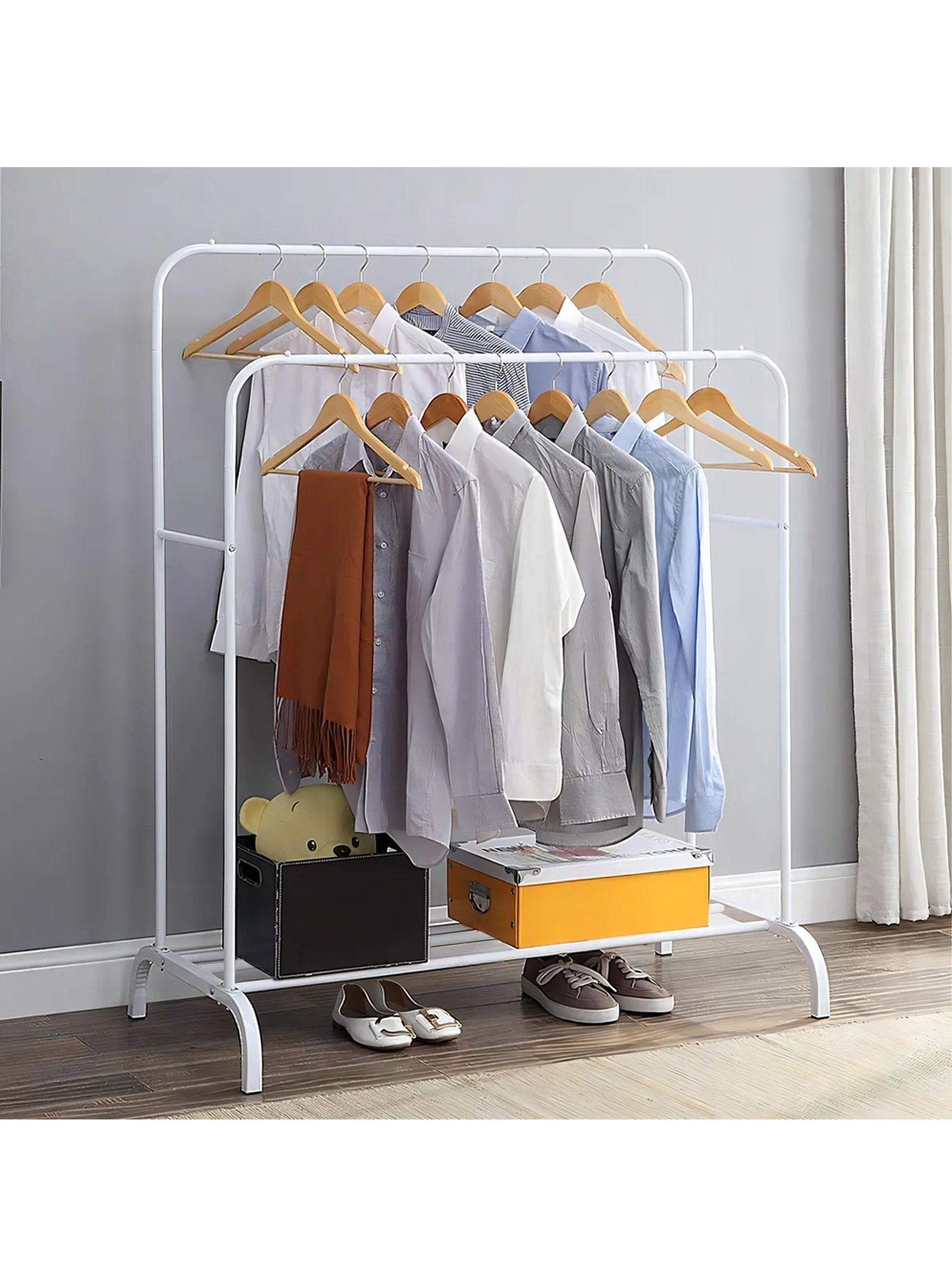 Organizador de Ropa con Doble Barra Metal Blanco Ajustable -5