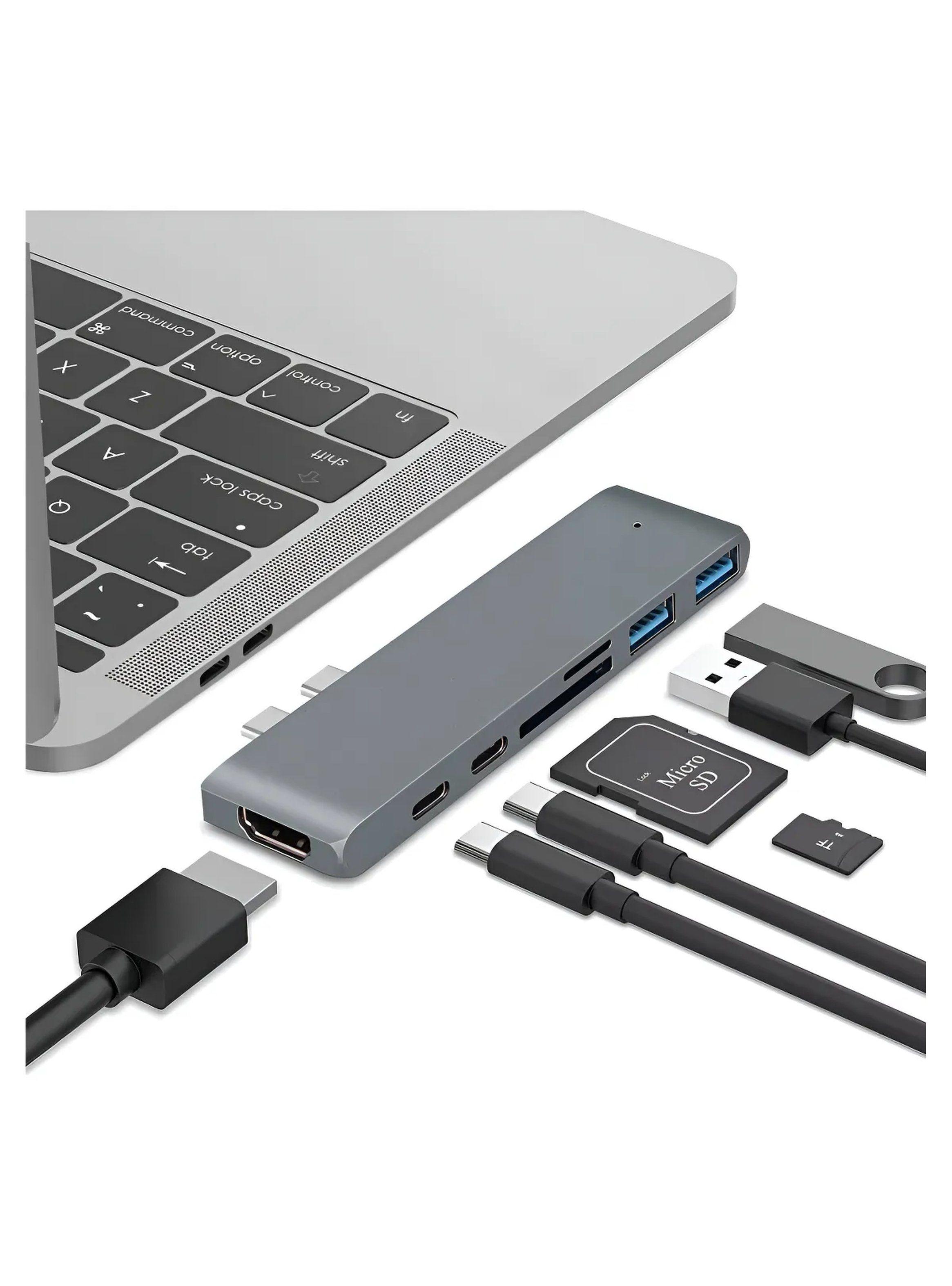 Adaptador USB-C Multifuncional 4K HDMI SD/TF Thunderbolt 3 Plata-0