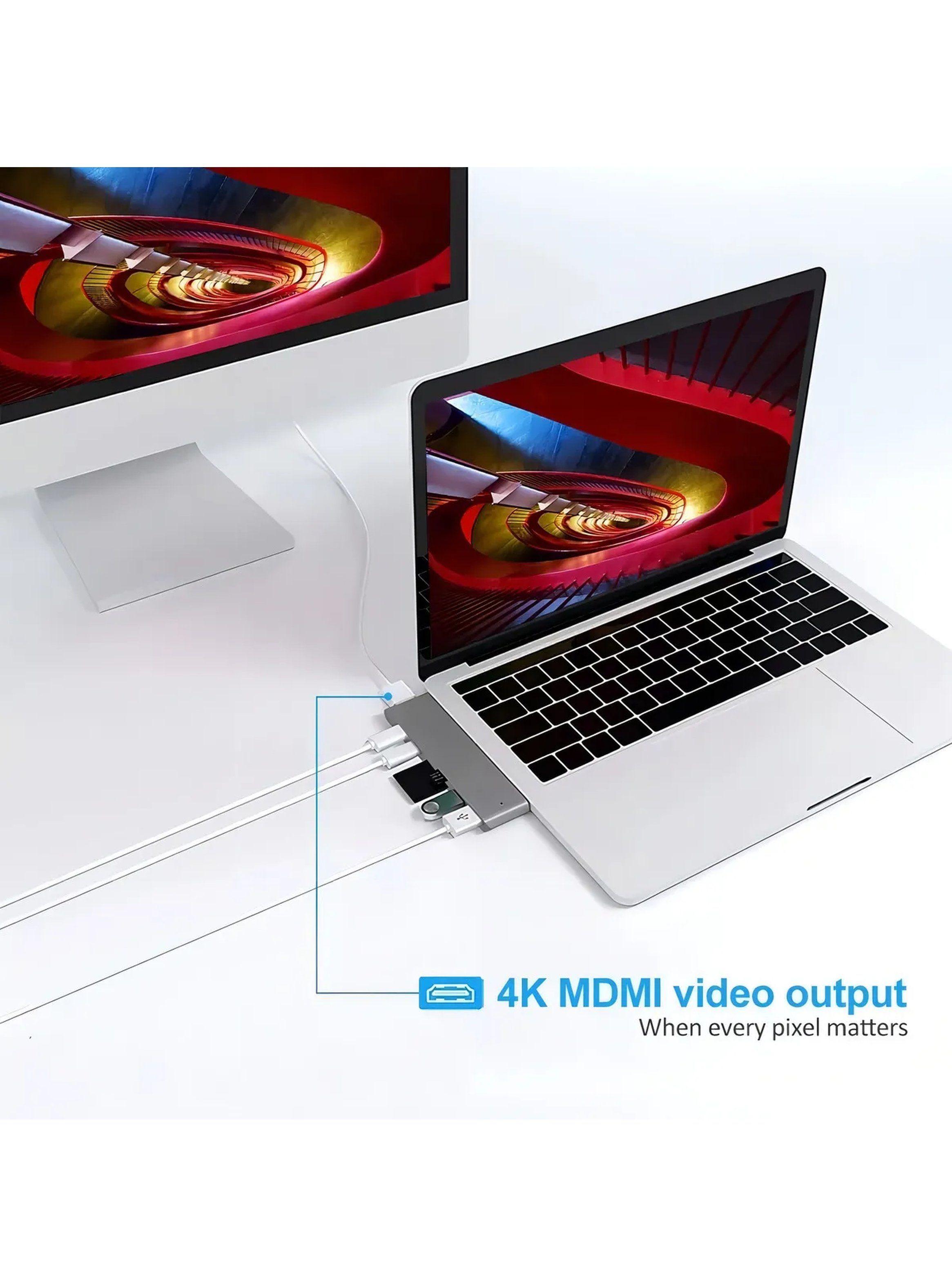 Adaptador USB-C Multifuncional 4K HDMI SD/TF Thunderbolt 3 Plata-2