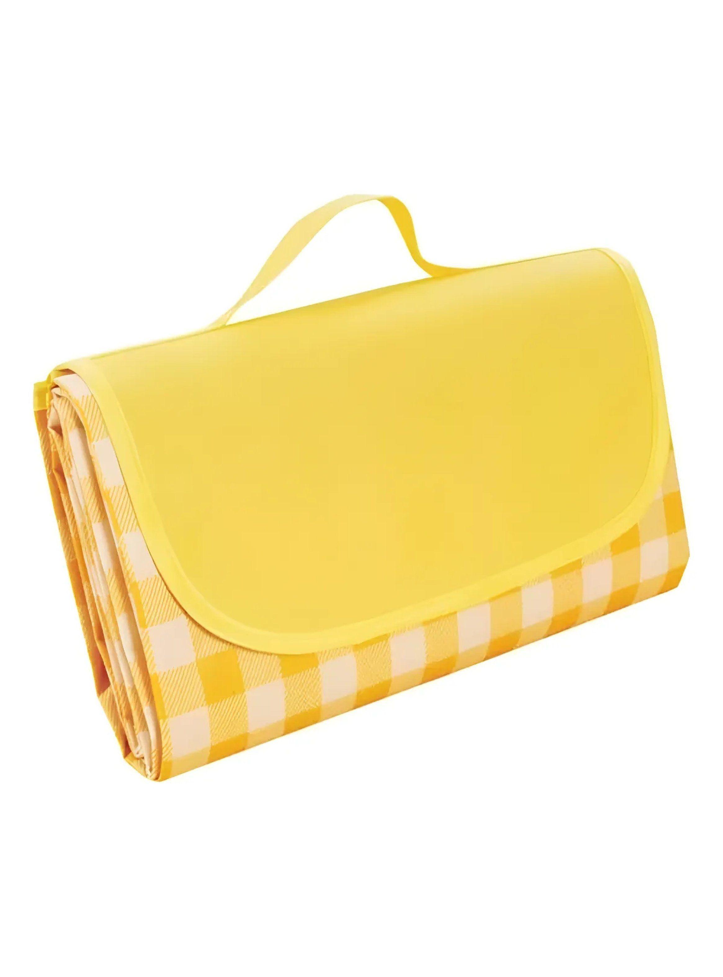 Mantel de Picnic Impermeable Lavable a Máquina Cuadros Amarillo-0