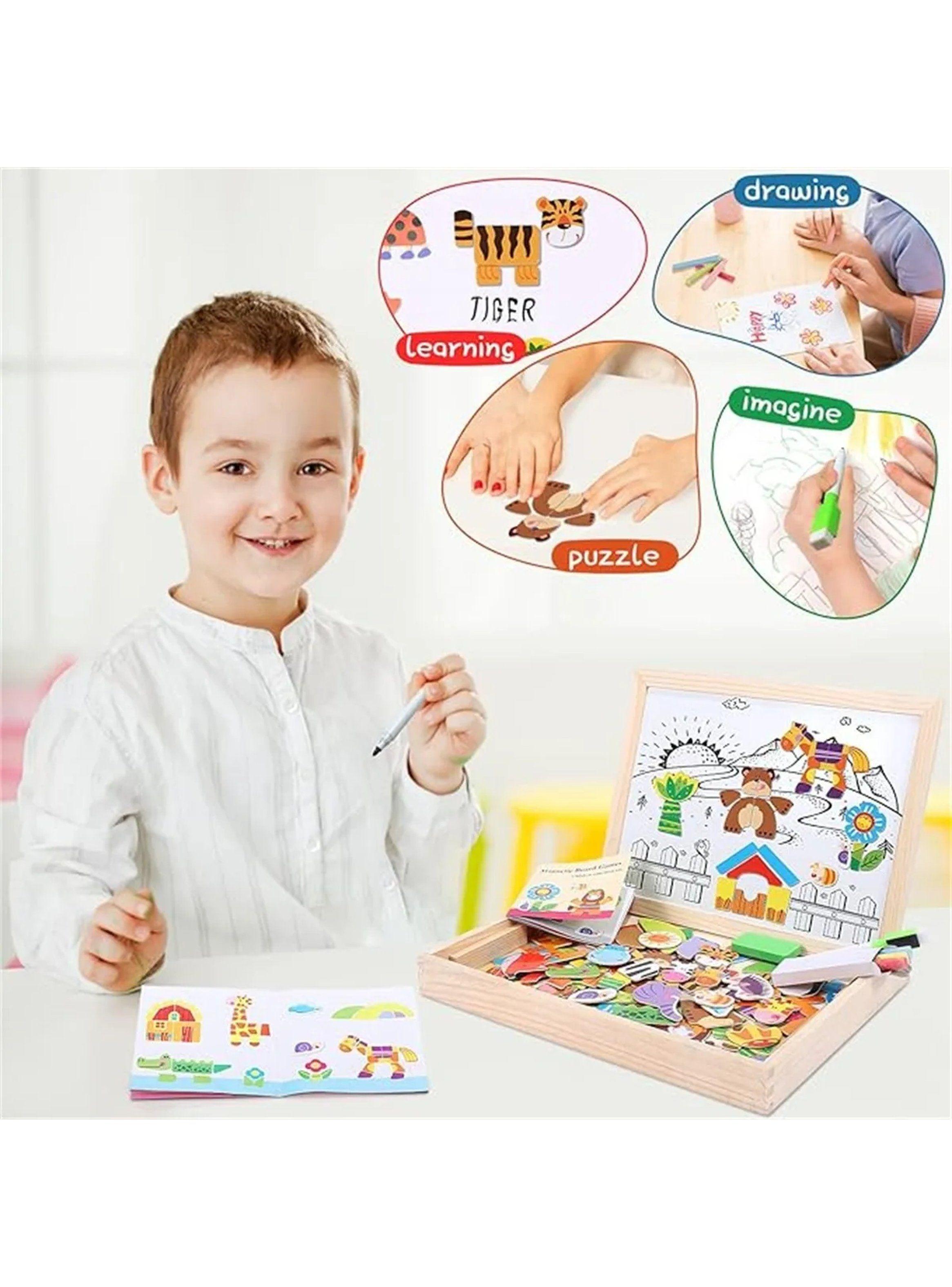 Tablero Magnético Infantil Doble Cara Animales Y Rotuladores-3