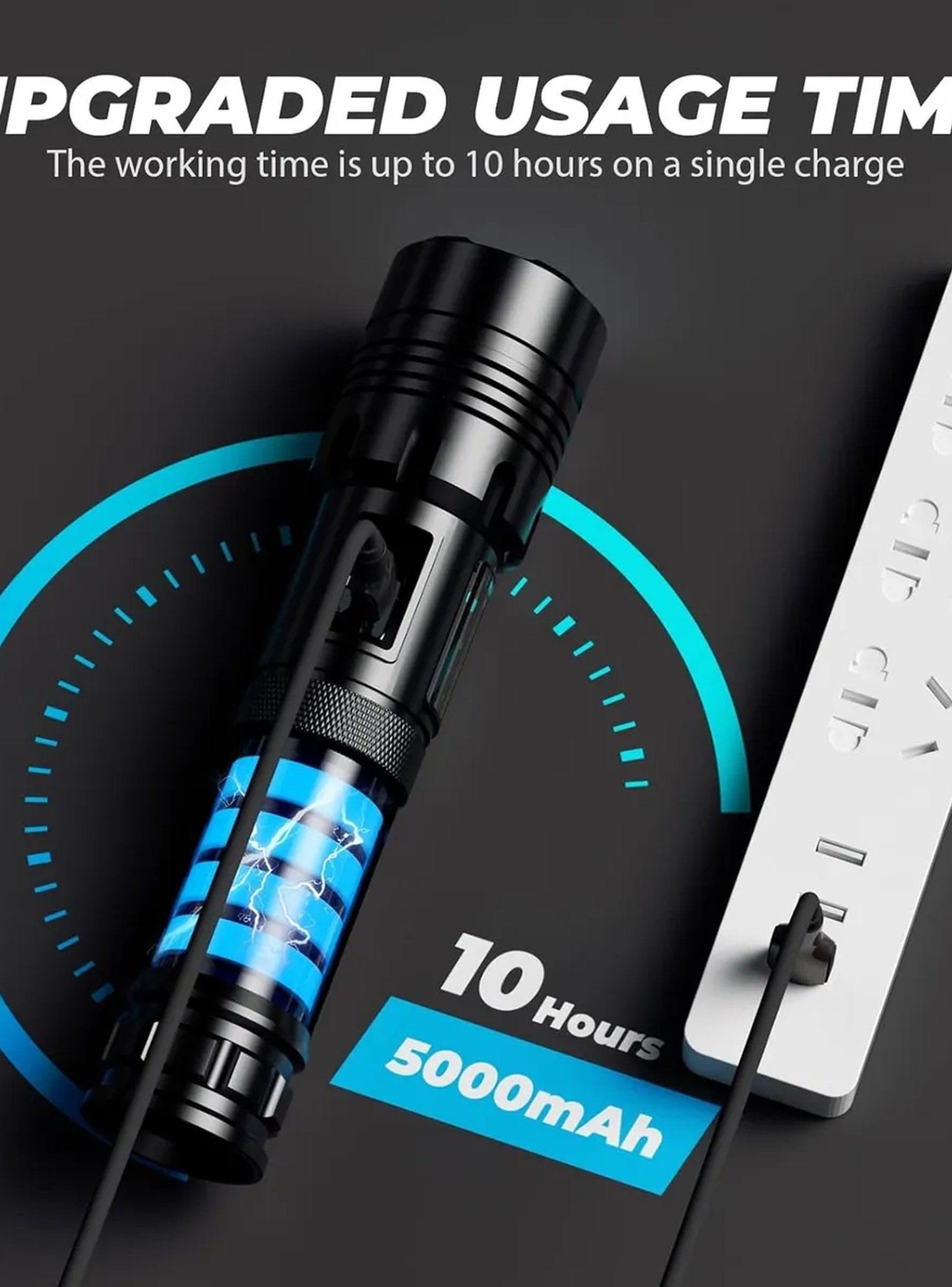 Linterna LED Alta Potencia Recargable 10000 Lúmenes USB 5000mAh-2