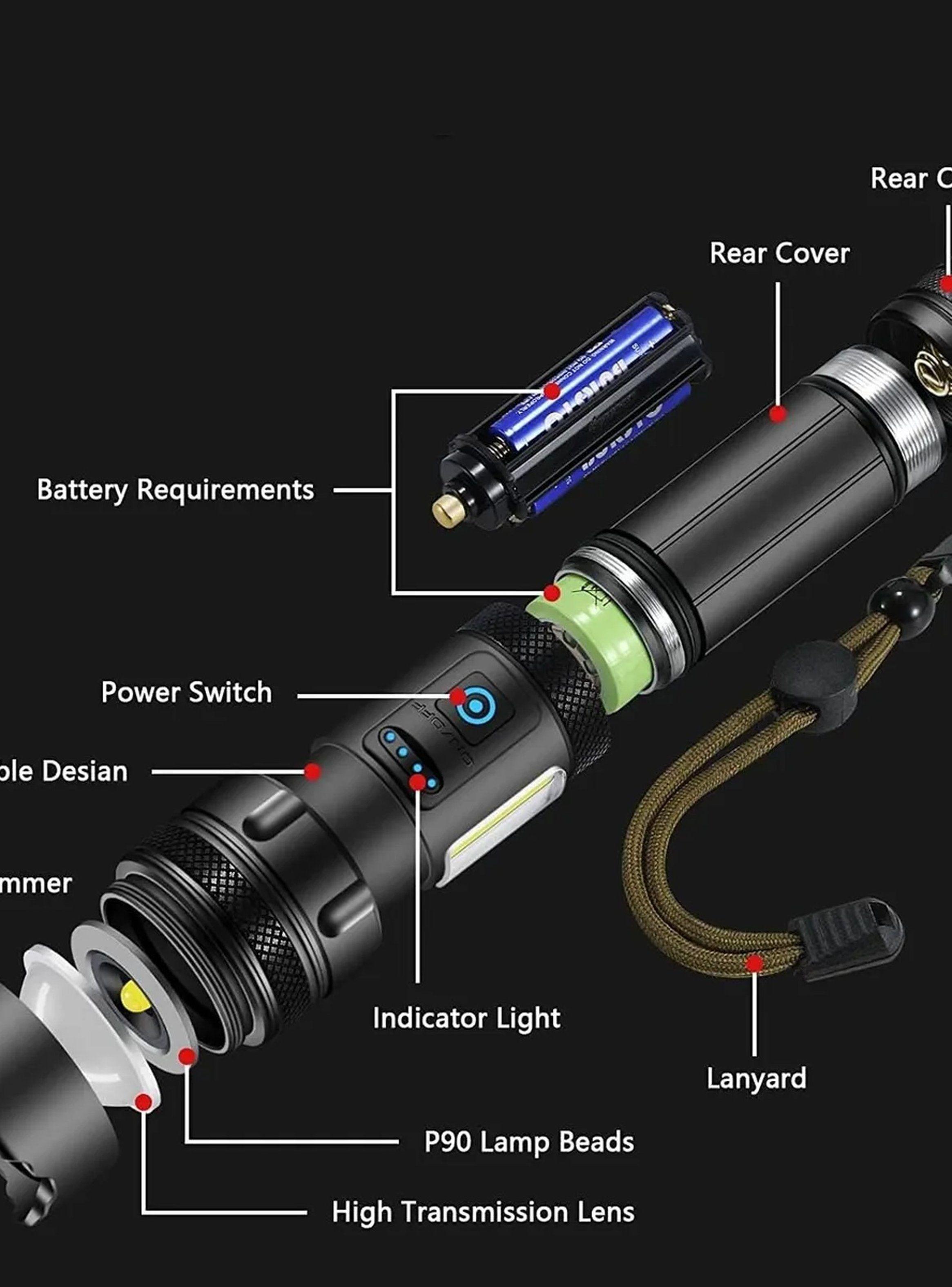 Linterna LED Alta Potencia Recargable 10000 Lúmenes USB 5000mAh-3