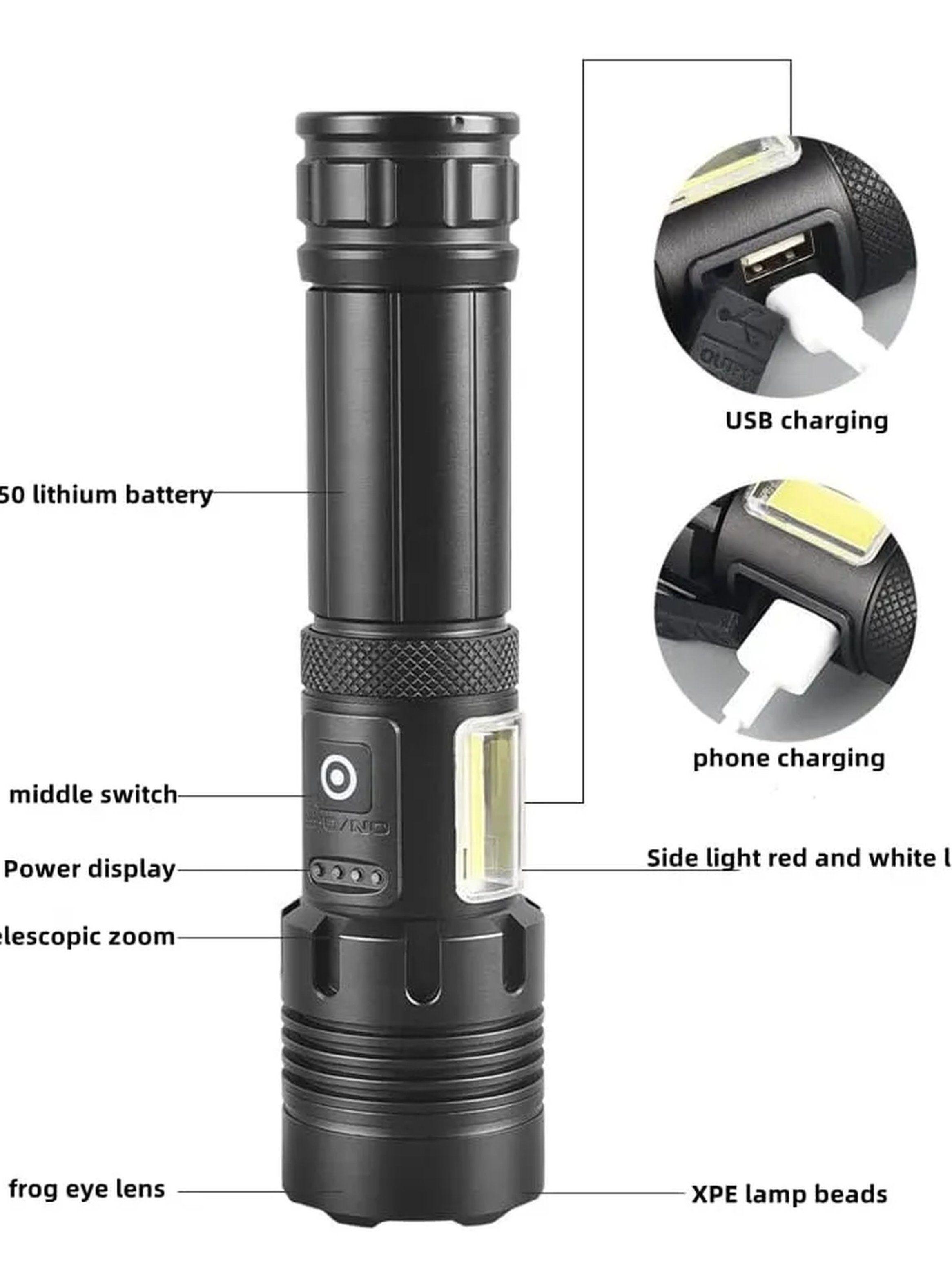 Linterna LED Alta Potencia Recargable 10000 Lúmenes USB 5000mAh-6