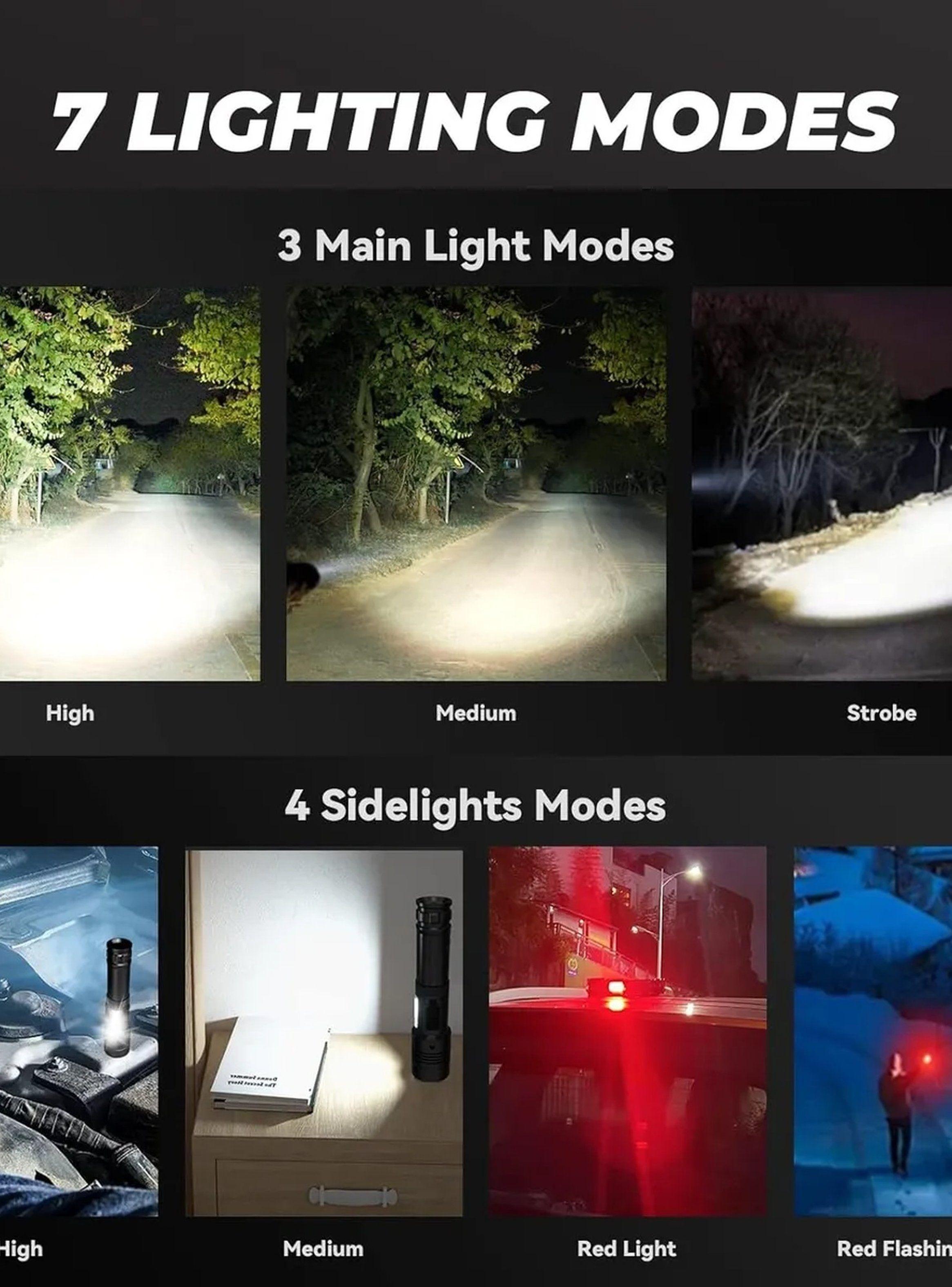 Linterna LED Alta Potencia Recargable 10000 Lúmenes USB 5000mAh-8