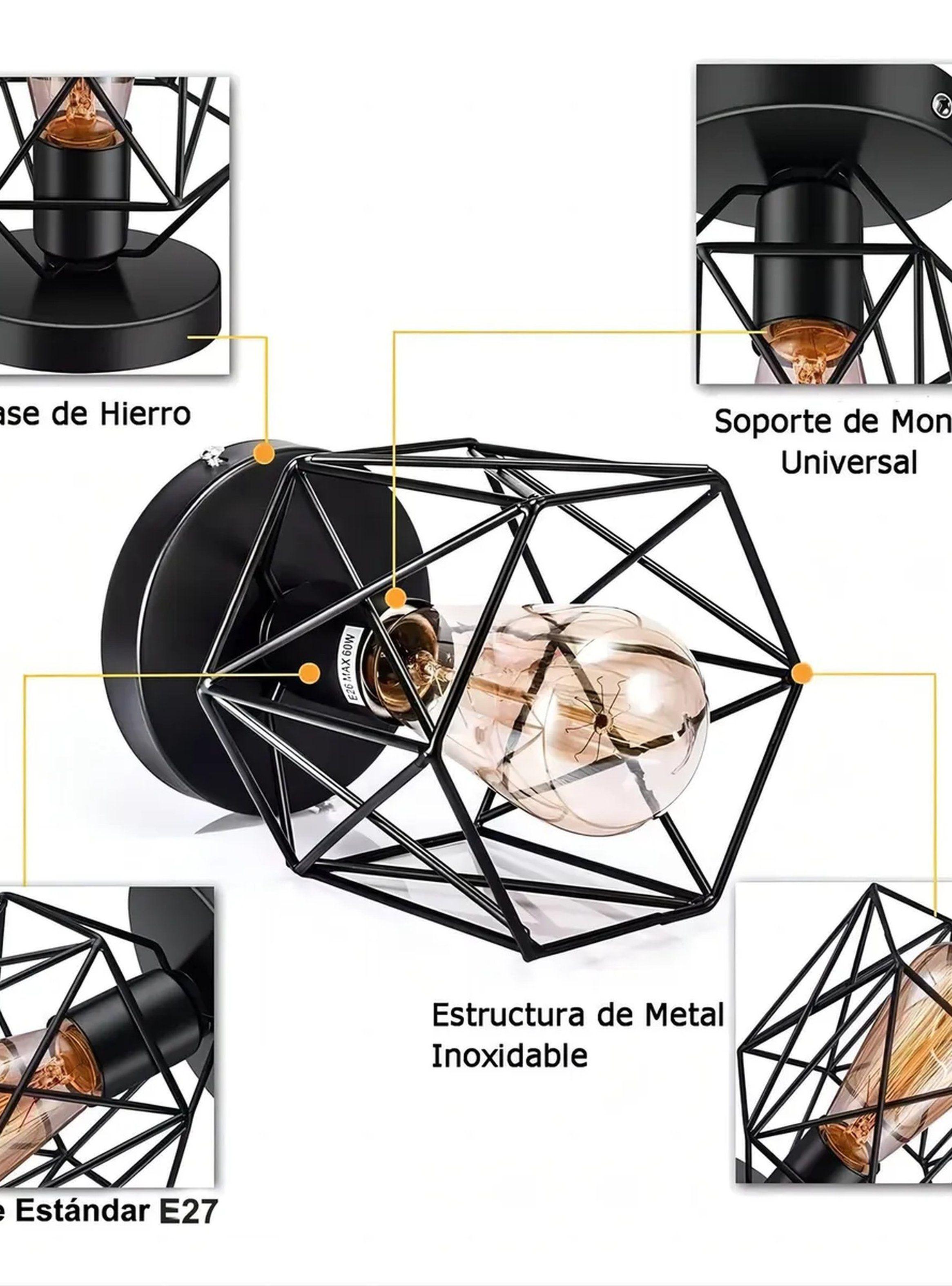 Lámpara de Techo E27 Metal Negro Geométrica-2